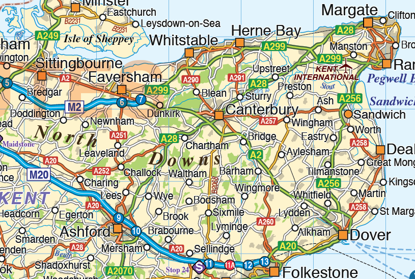 Vector digital maps of South East England. Political, county and Relief