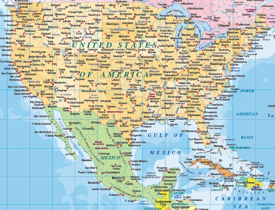 Royalty free digital vector maps of North America Regional & Political