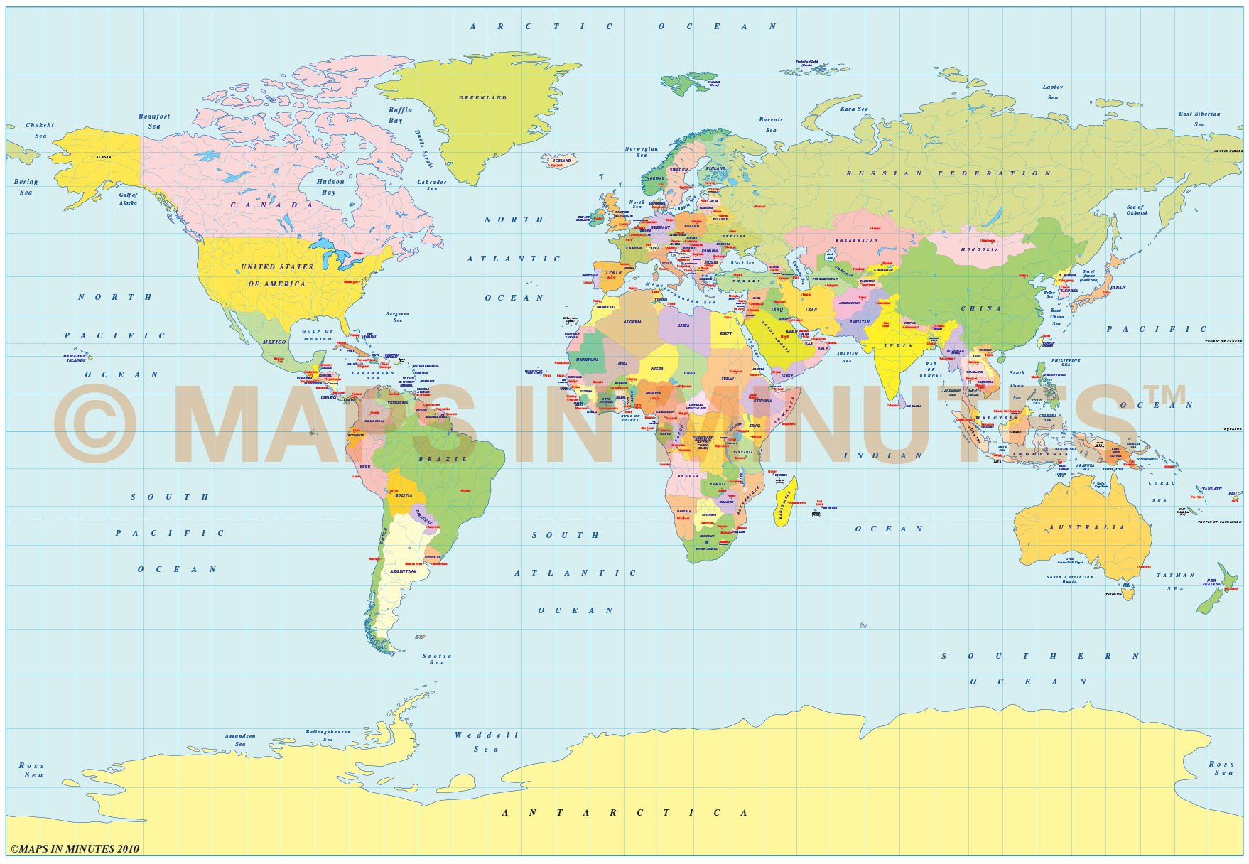 Illustrator map World Political Roads PDF