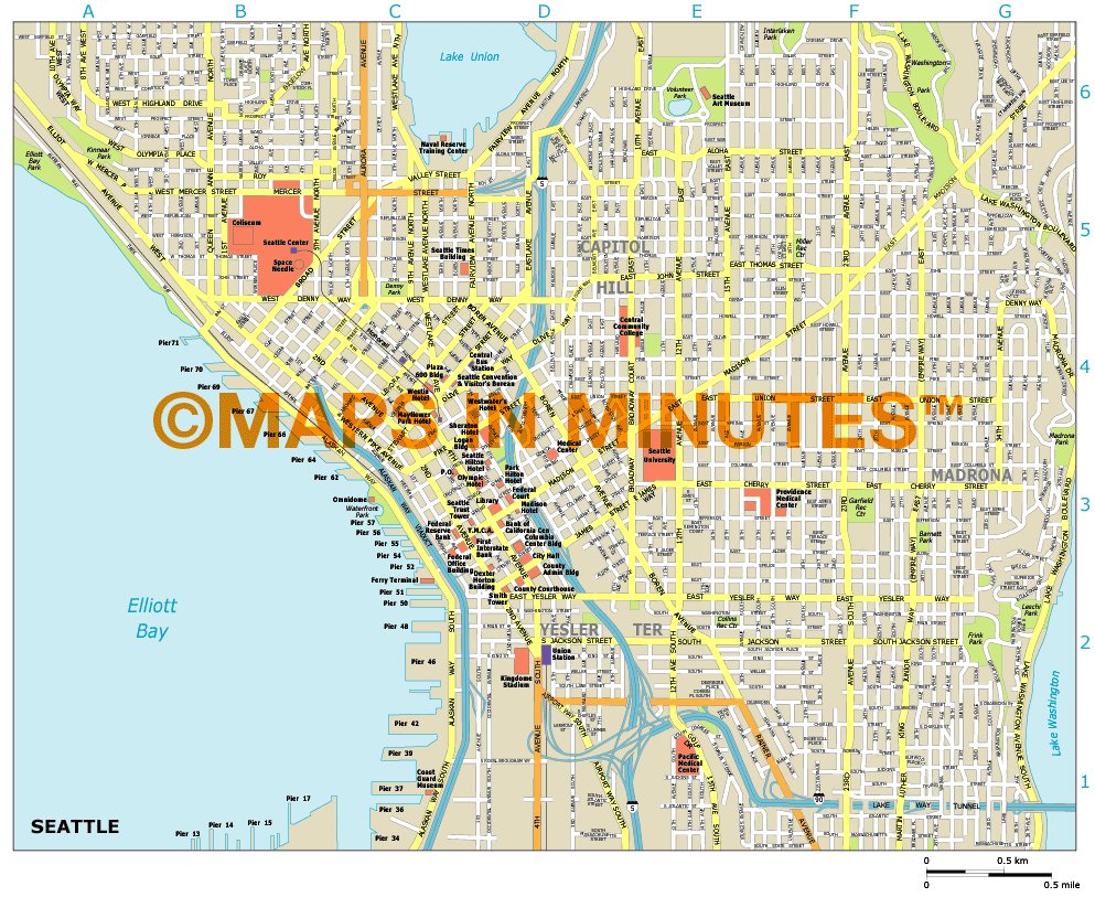 Royalty Free Seattle Illustrator Vector Format City Map Royalty Free Seattle Illustrator Vector Format City Map
