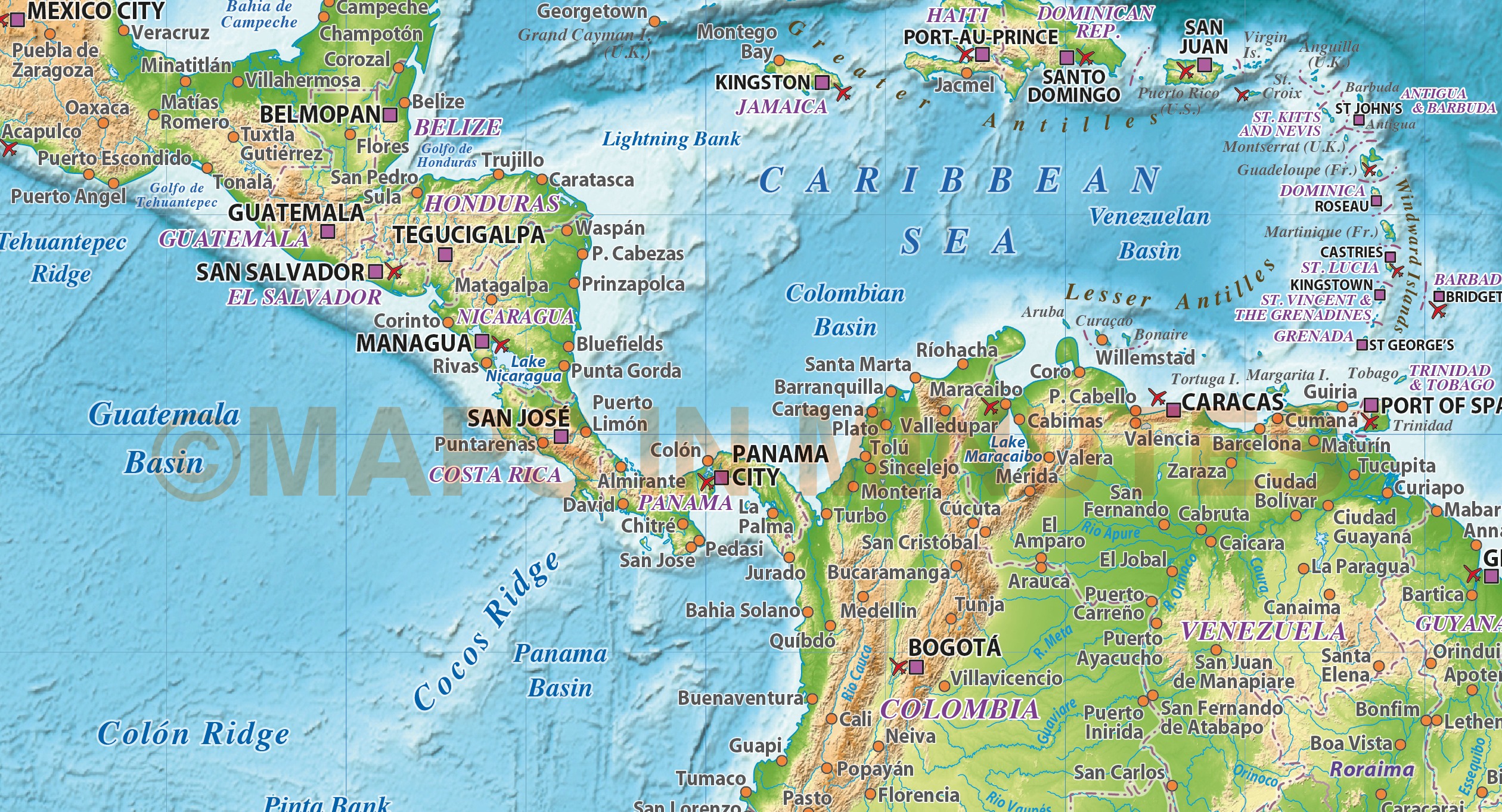Digital vector North and South America Political map @10,000,000 scale