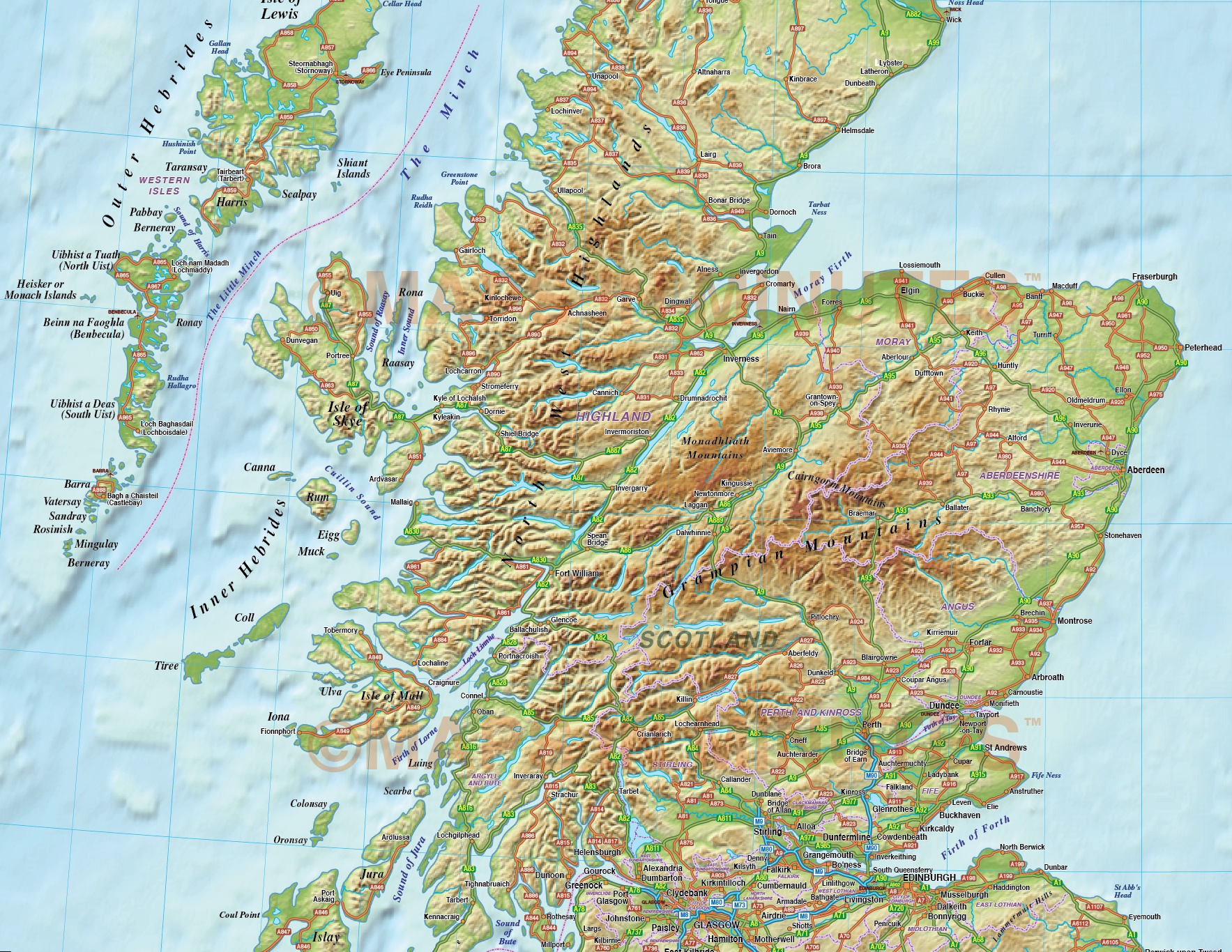 Street map Pyrenees Relief Roads PDF