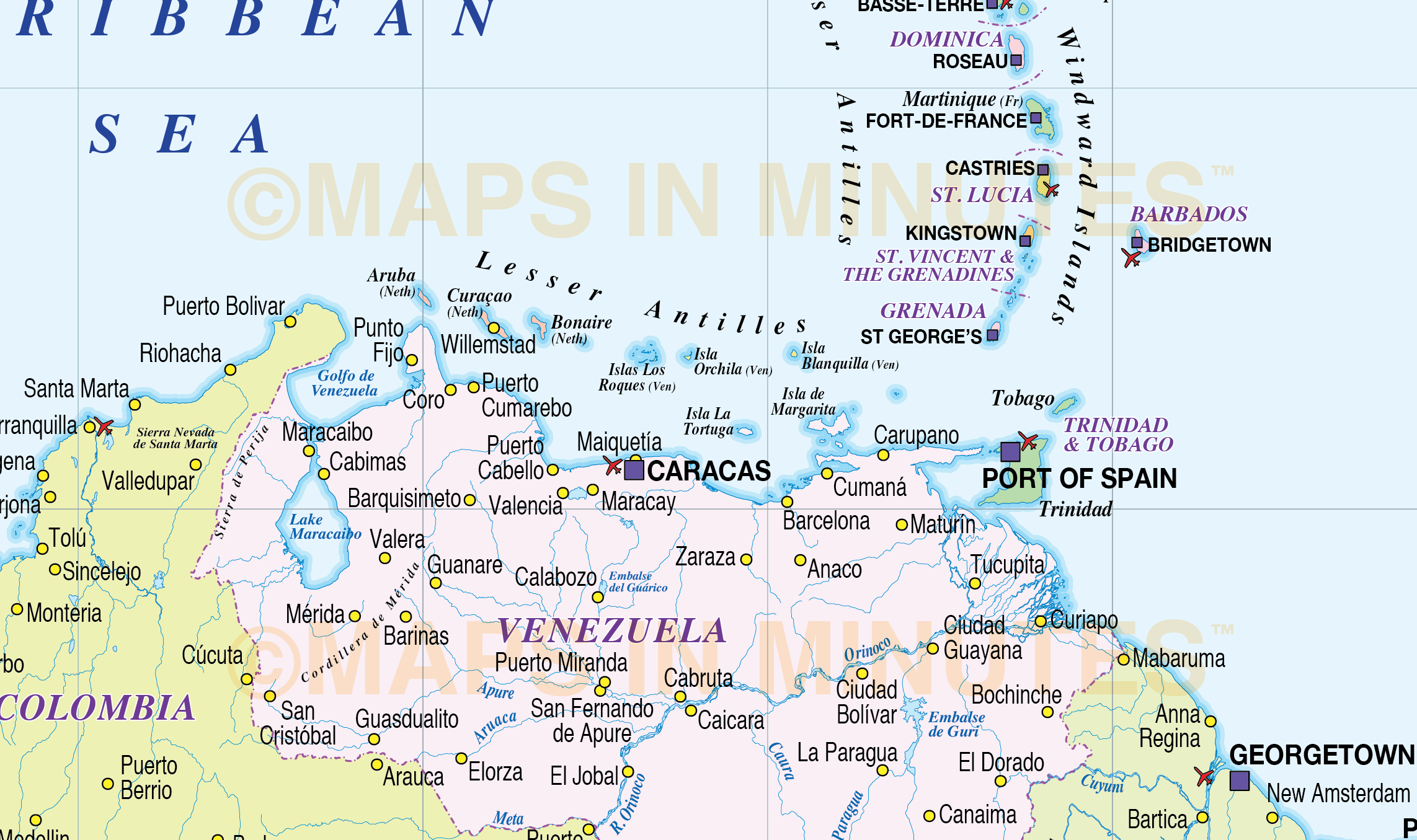 Street map South East US Central America Caribbean PDF