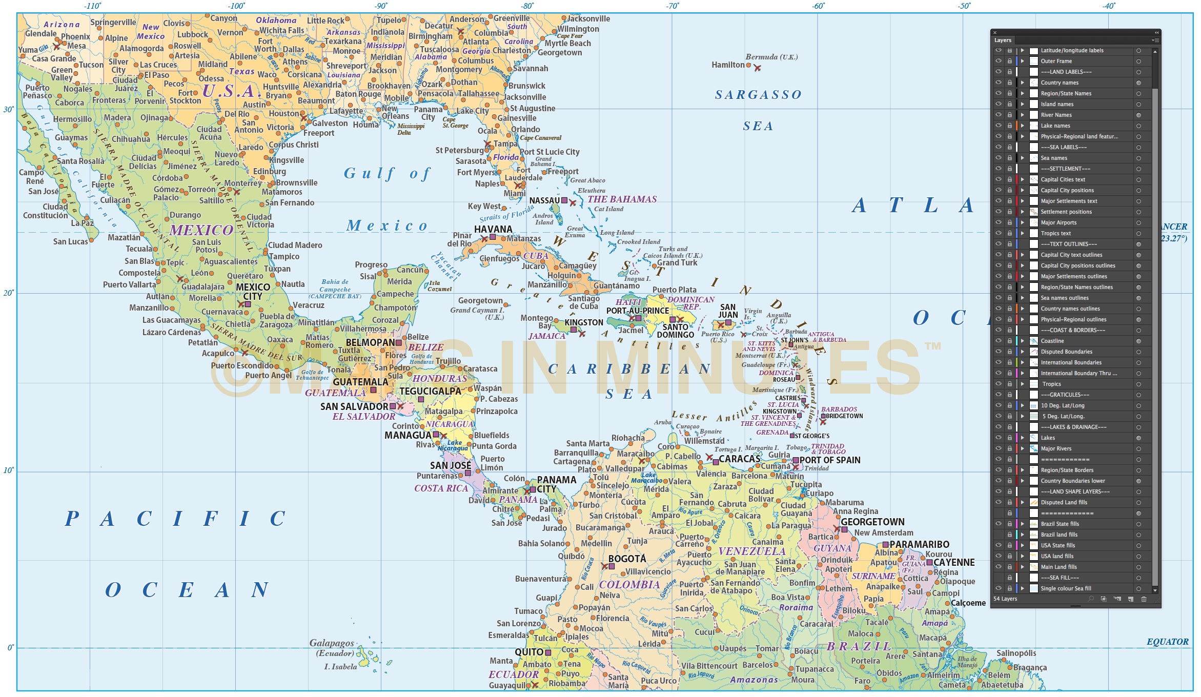 Pdf map South East US Central America Caribbean PDF