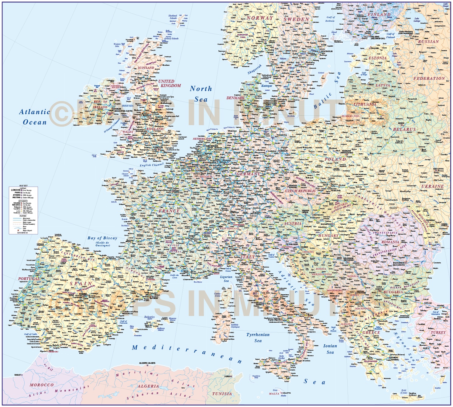 road map of europe central europe political country vector map with roads road map of europe central europe political country vector map with roads