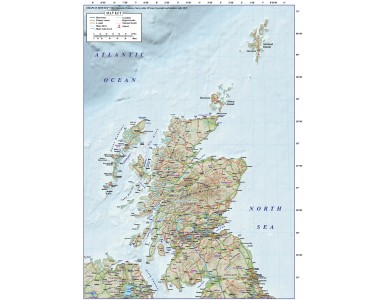 Vector Scotland Regions Road Map with 600dpi high resolution Old Style relief @5m scale in ...