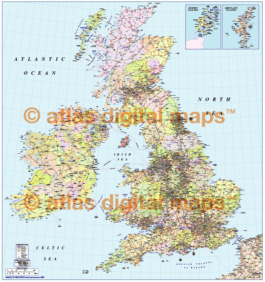 Large Detailed Political Map Of United Kingdom With Roads Images Images
