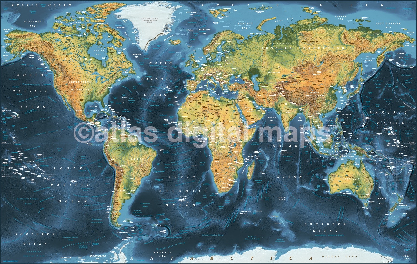 canvas world wall map dark style contemporary 60 inches wide x 38 inches deep