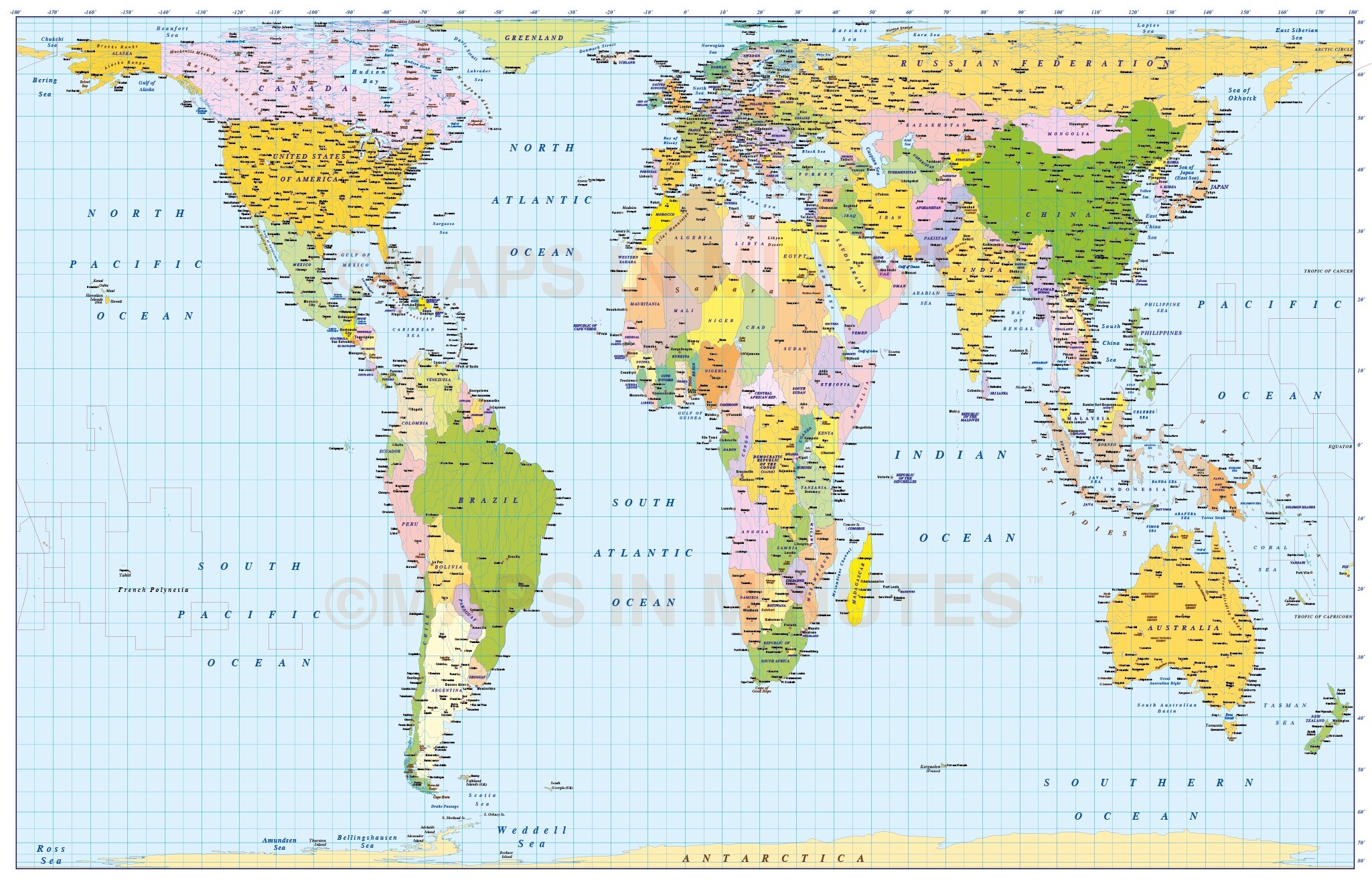 Peters Projection World Map