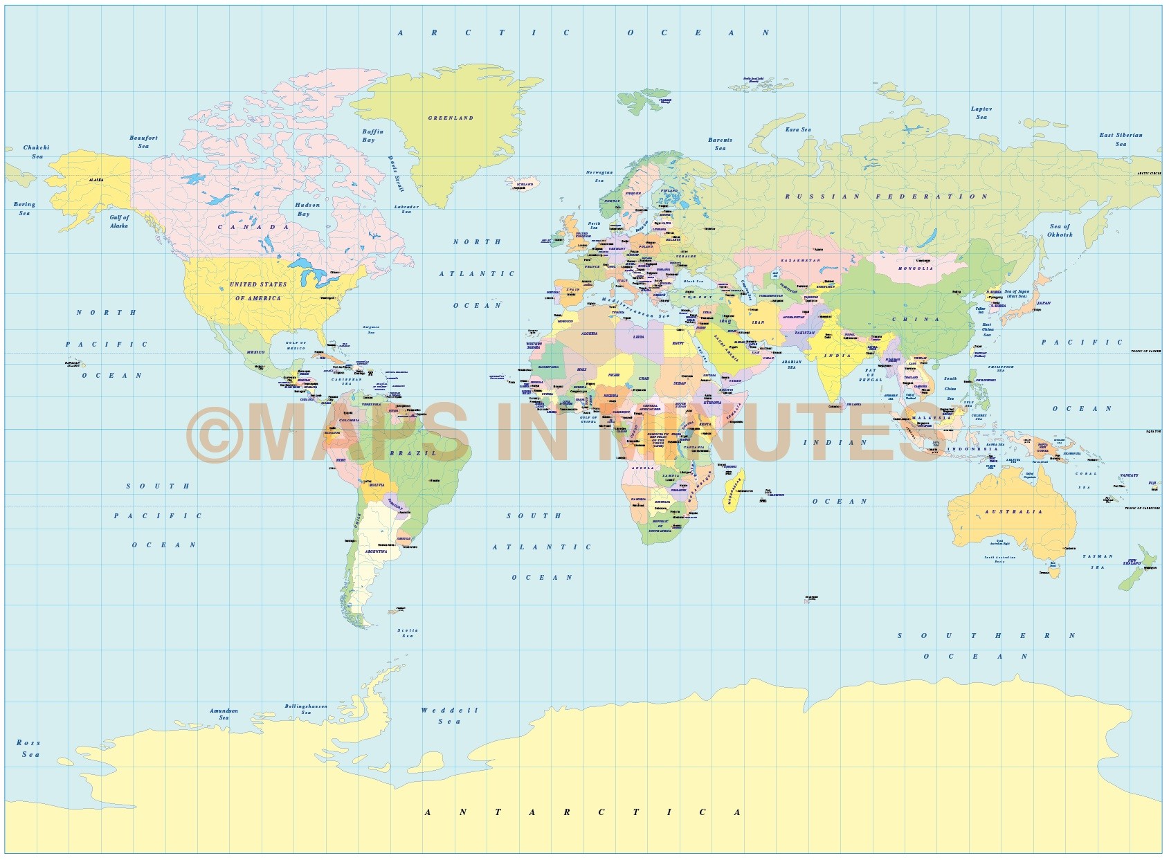 World GeoPolitical Small scale Map Collection 10 map selection