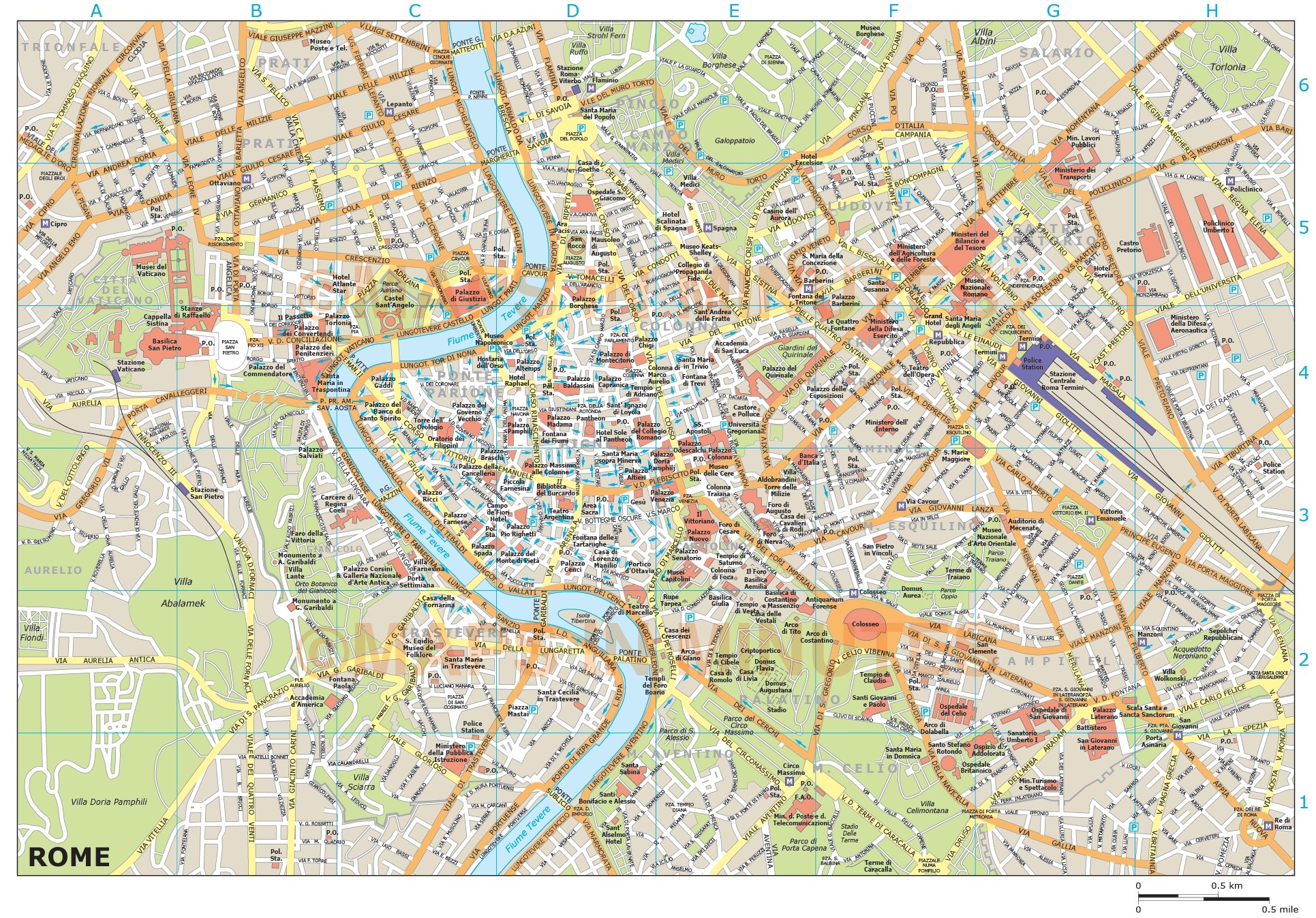 Royalty Free Rome Illustrator Vector Format City Map