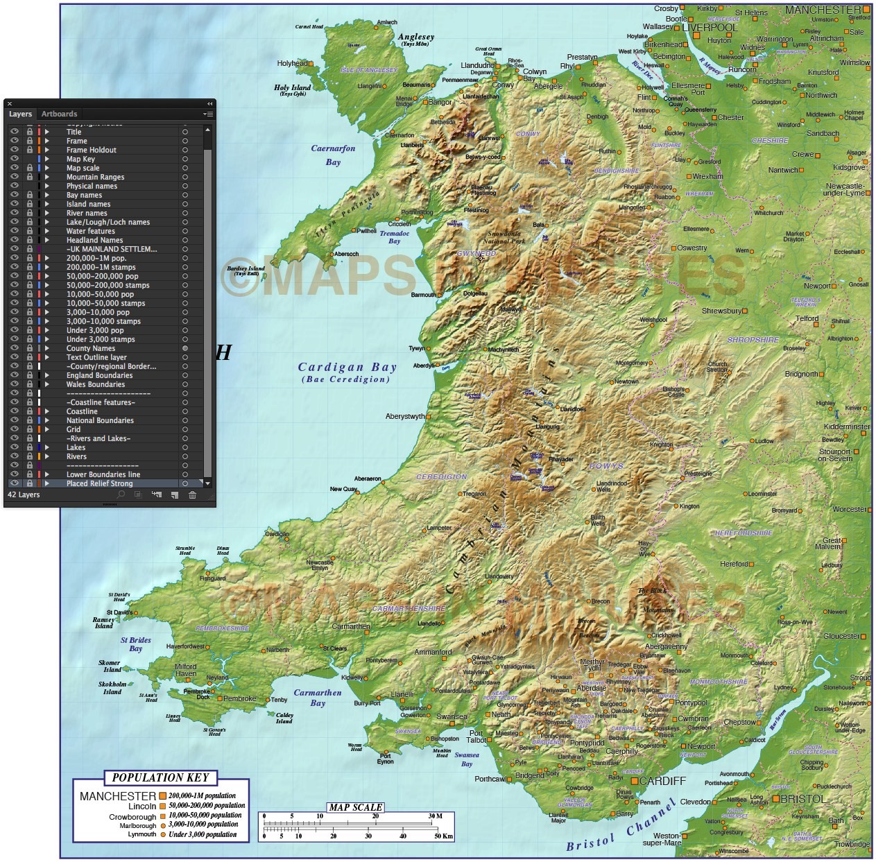 Physical Panoramic Map Of Wales - vrogue.co