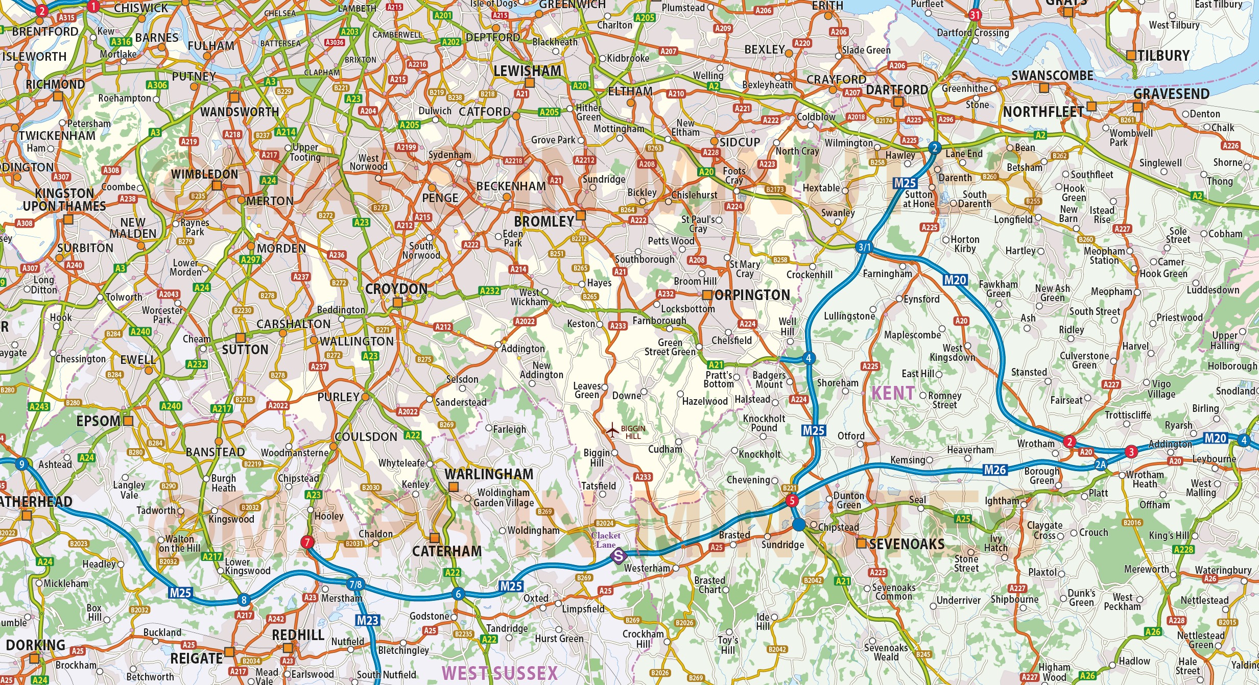 vector greater london m25 county road map 250k scale in ai illustrator cs