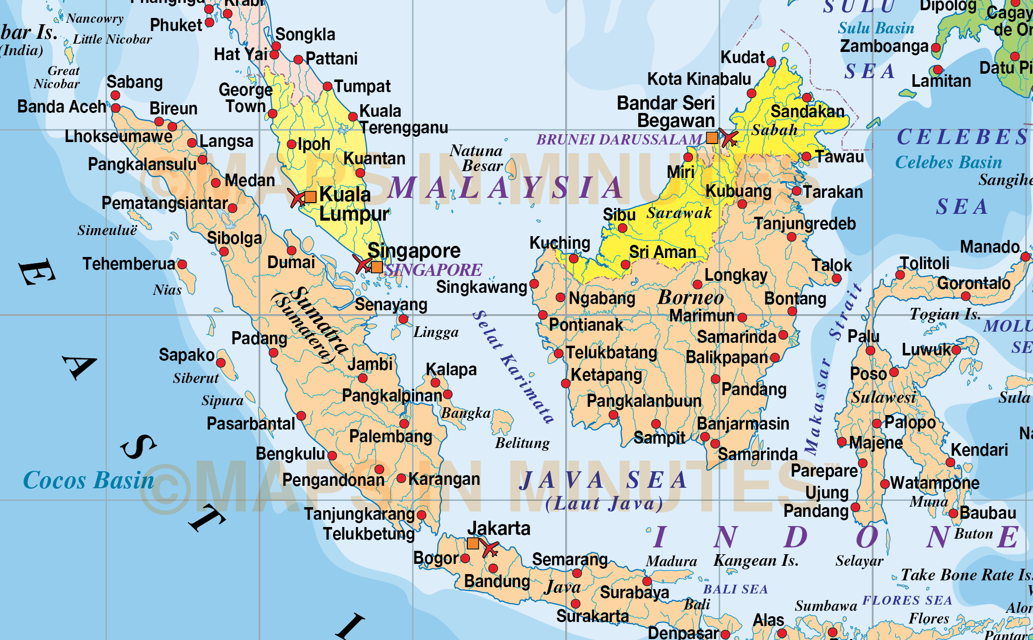 Malaysia And Indonesia Political Map Stock Vector Ill - vrogue.co