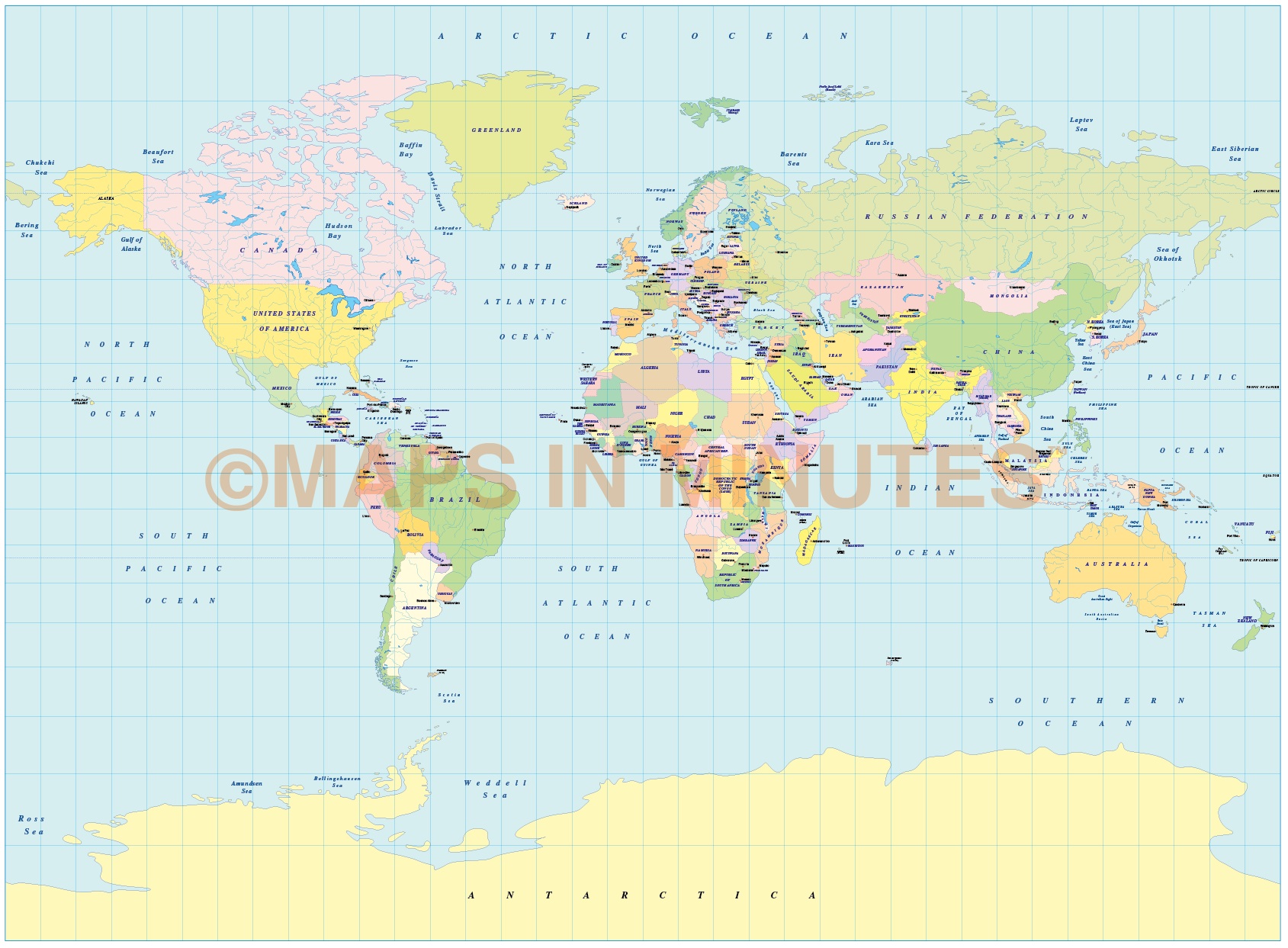World GeoPolitical Small scale Map Collection - 10 map selection