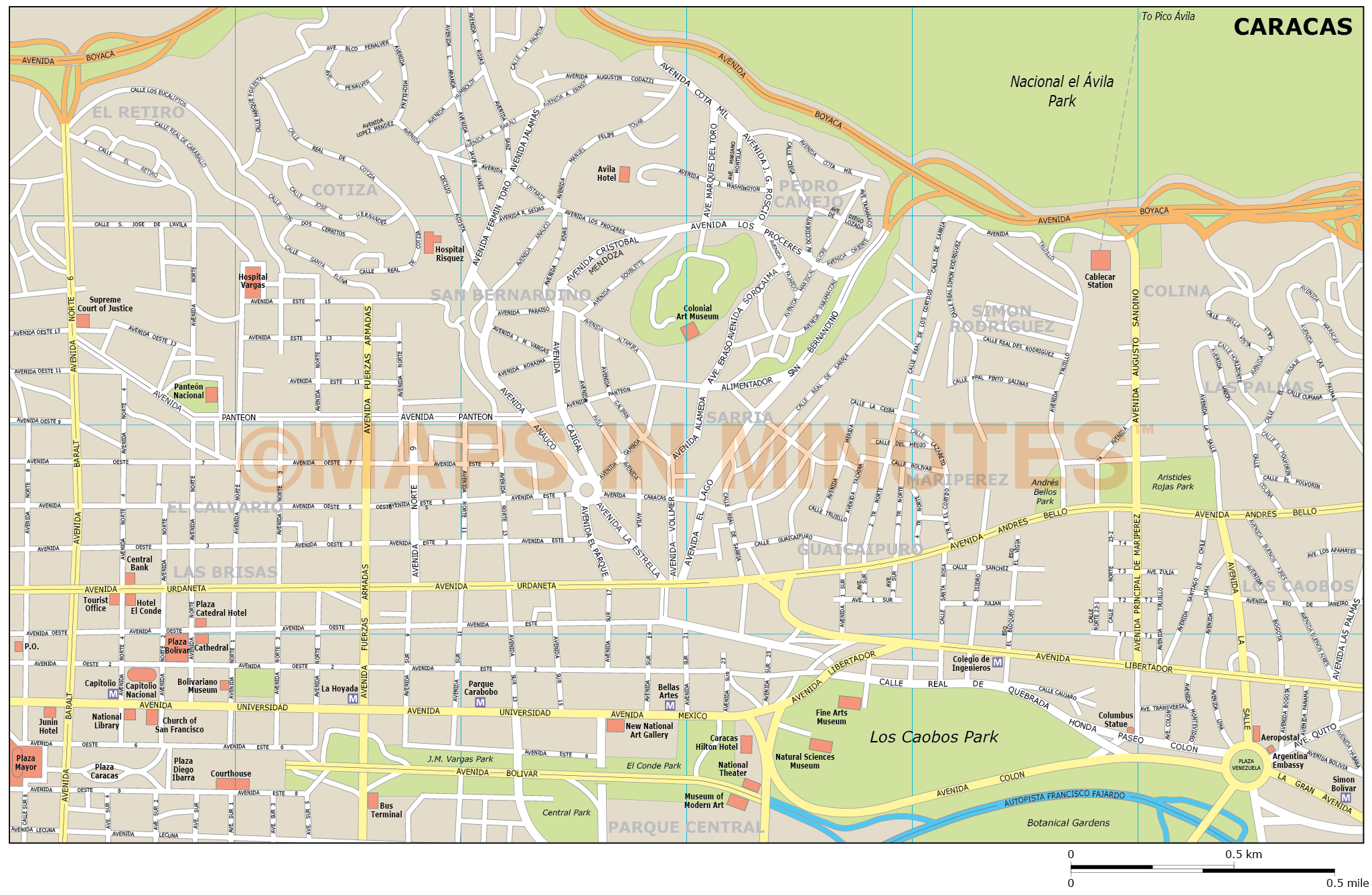 Illustrator map Caracas Venezuela PDF