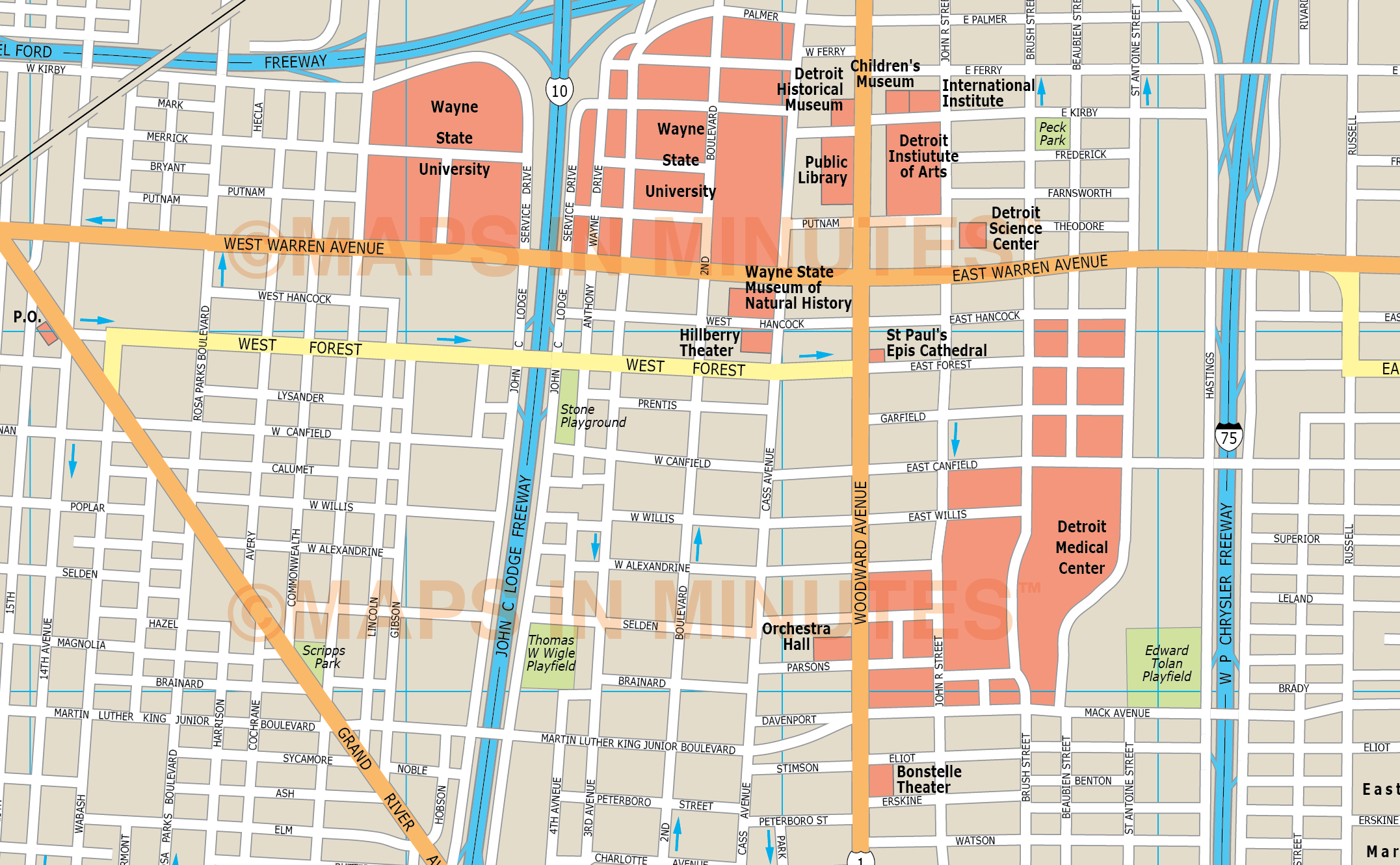 Illustrator map Detroit PDF