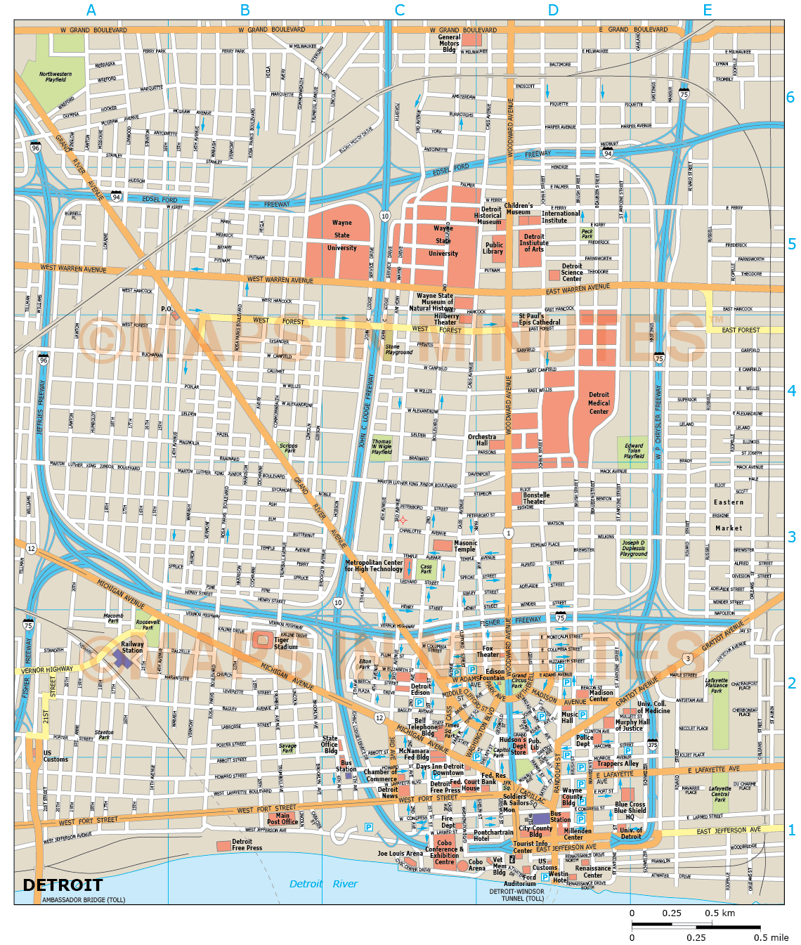 Pdf map Detroit Michigan PDF