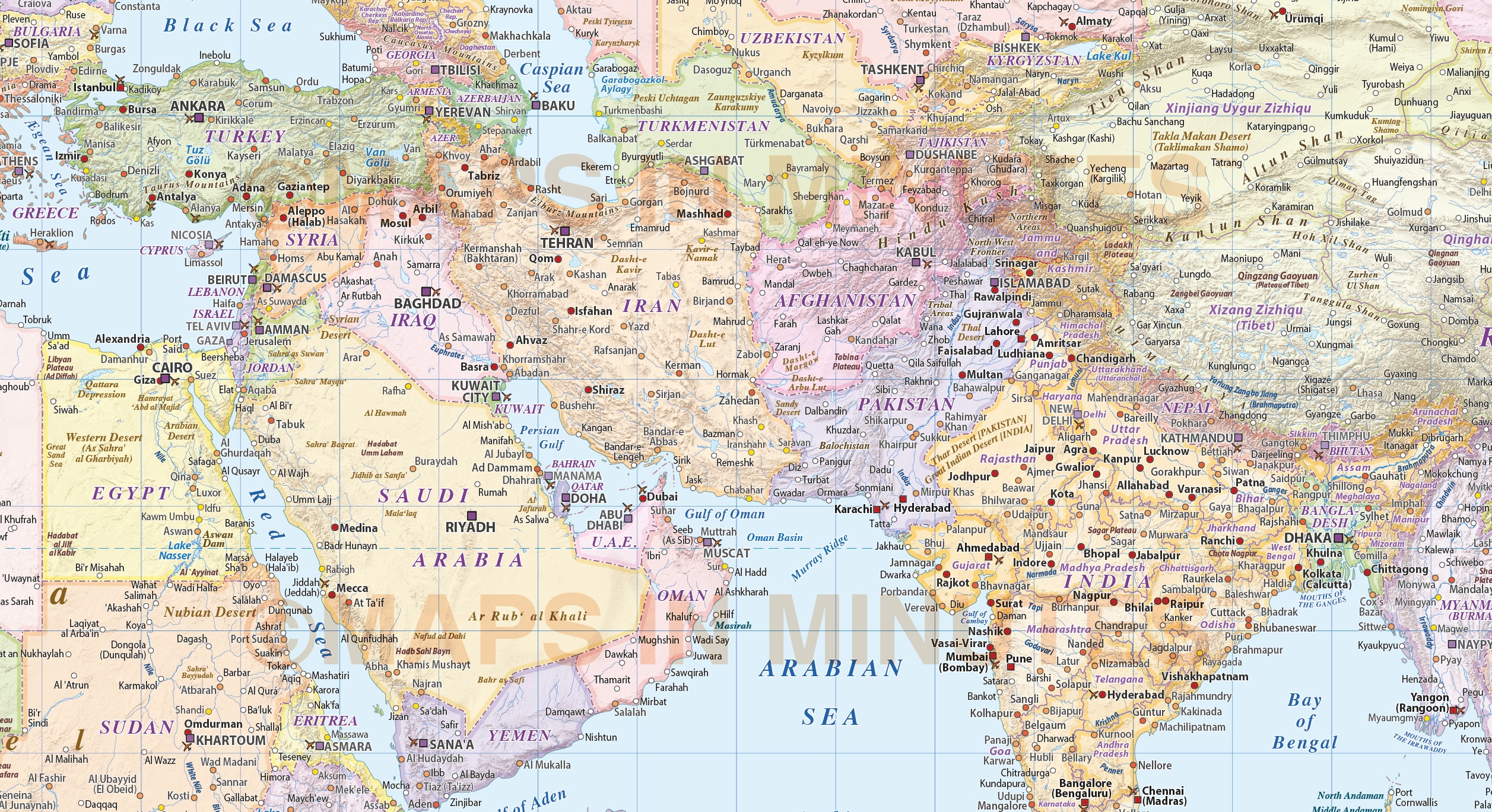 Vector map World Relief Political