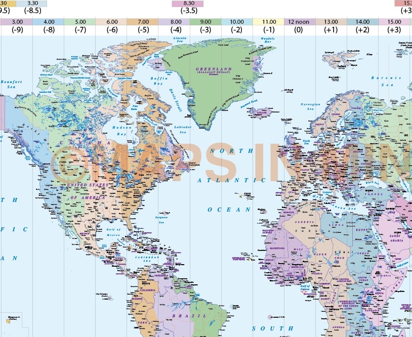 Large Time Zones maps
