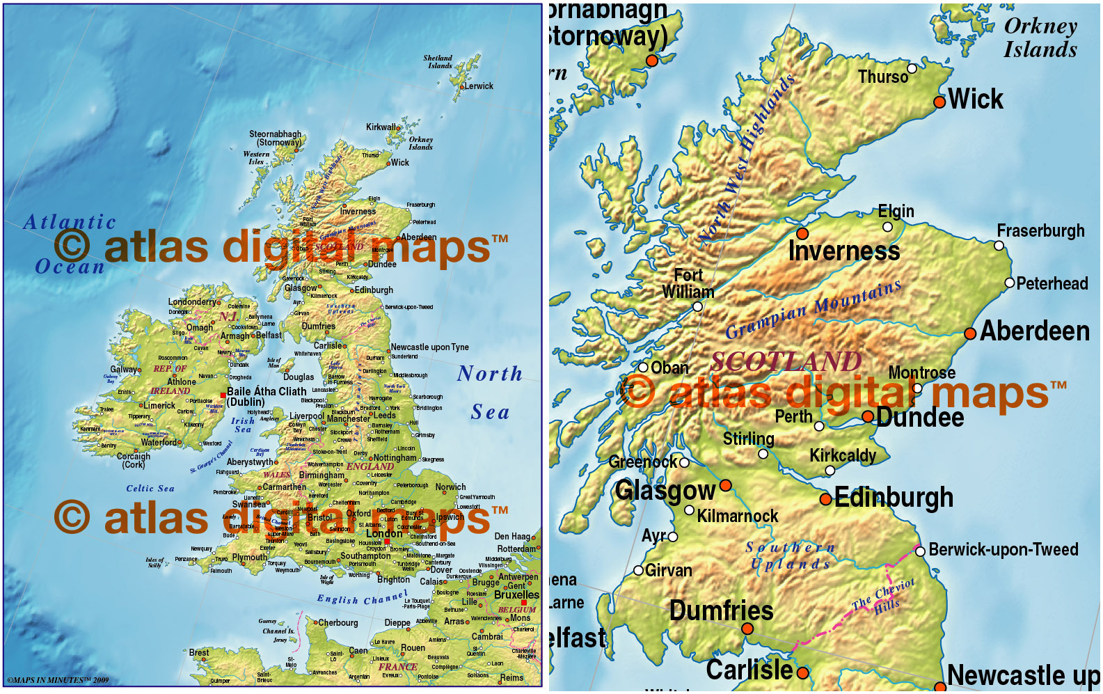 Digital vector British Isles UK map, Basic Country with ...