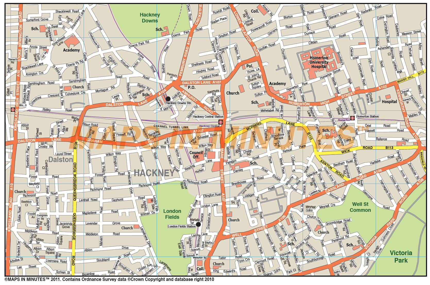 Maps in Minutes UK Custom Street maps at 1:10,000 scale