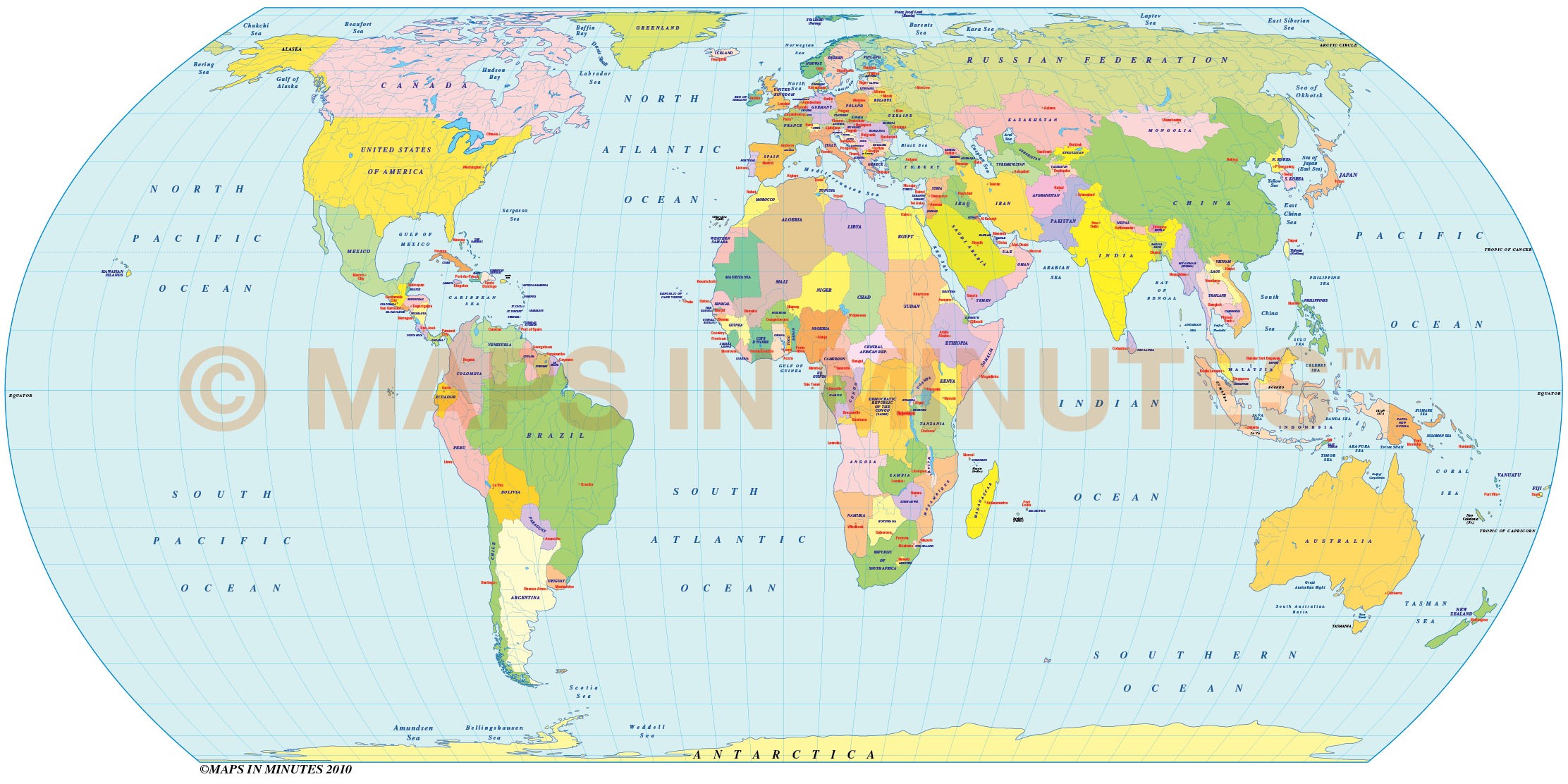 Royalty Free Hatano Projection Political World Map Small Scale Uk