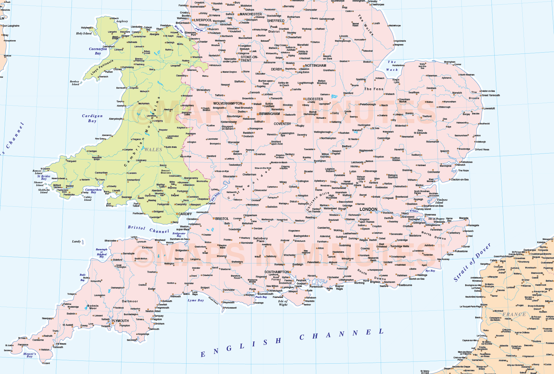 digital vector british isles map basic country level at 5000000 scale