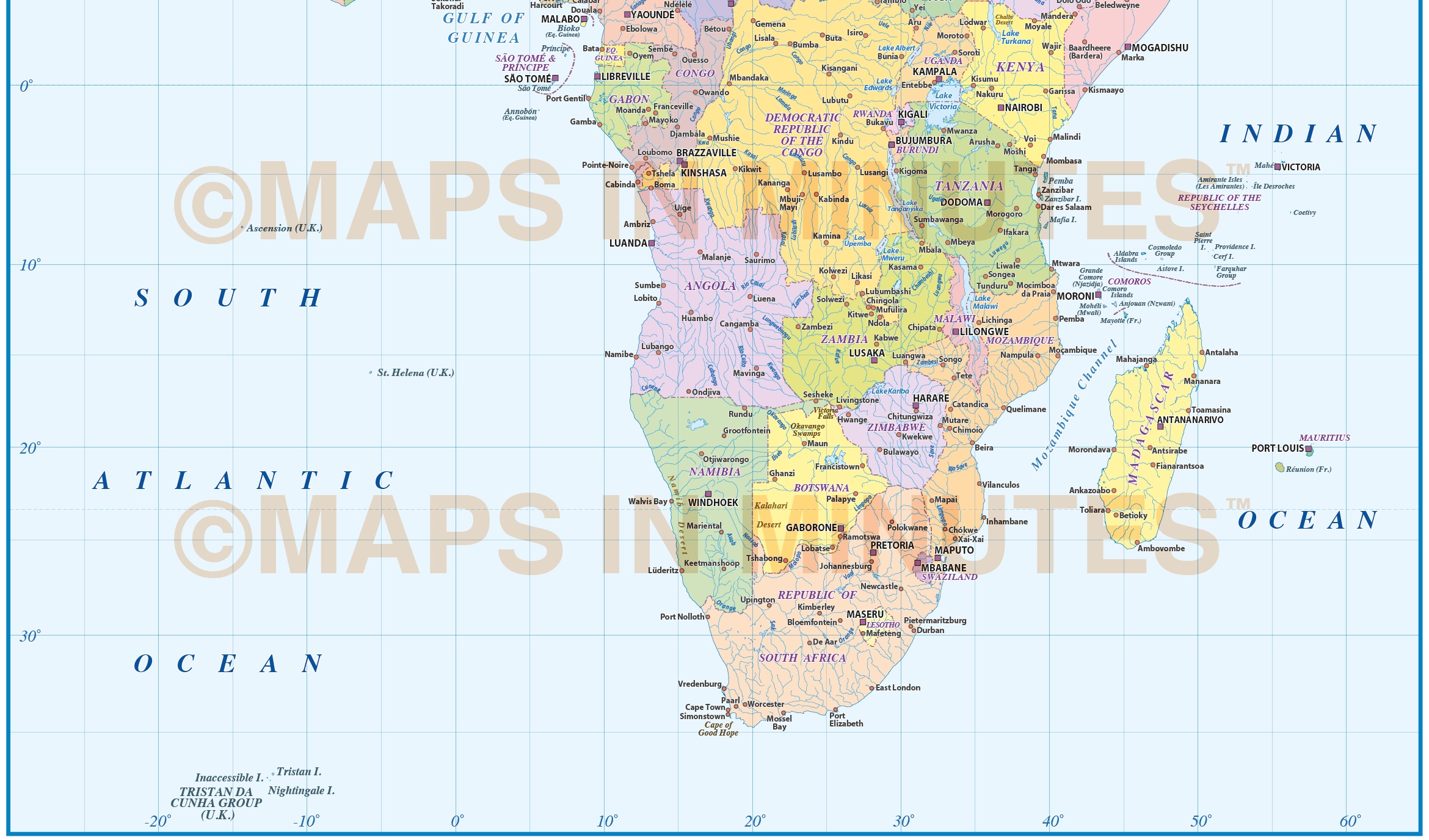 digital vector africa map basic political style in illustrator and and