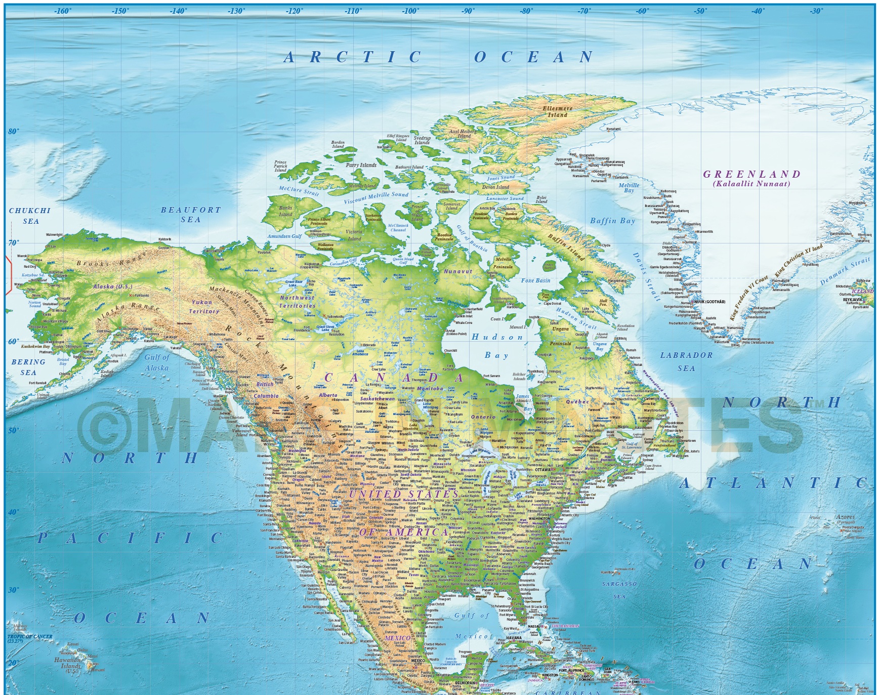 Digital vector North and South America Political map 10,000,000 scale