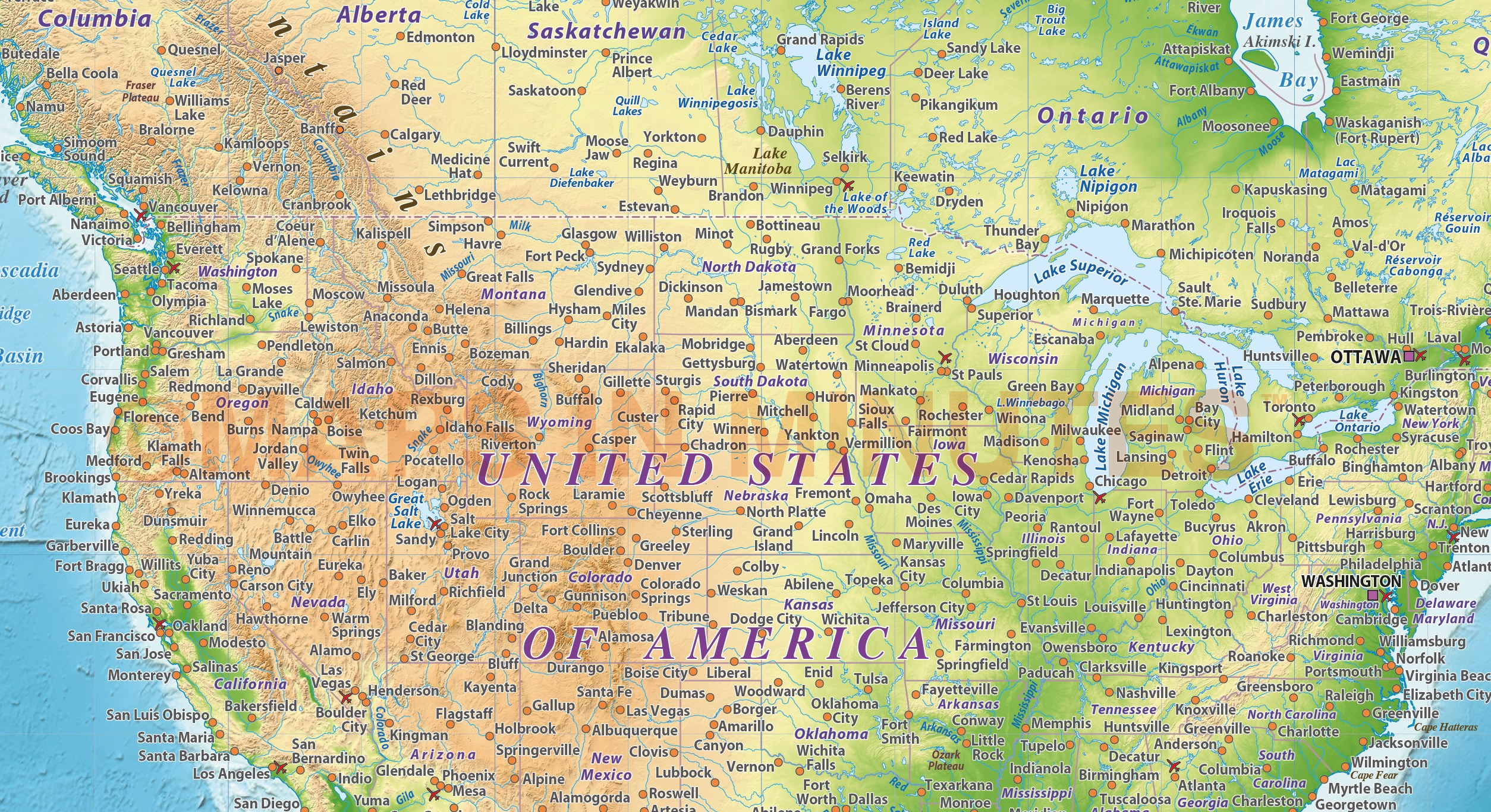 Digital vector North and South America Political map 10,000,000 scale