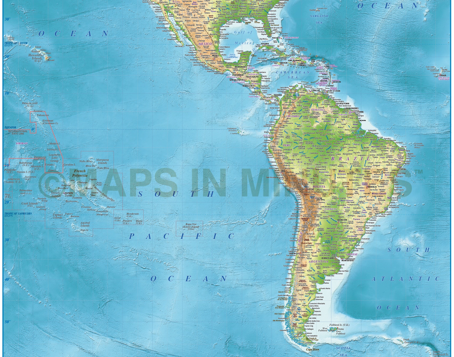 Digital vector North and South America Political map 10,000,000 scale