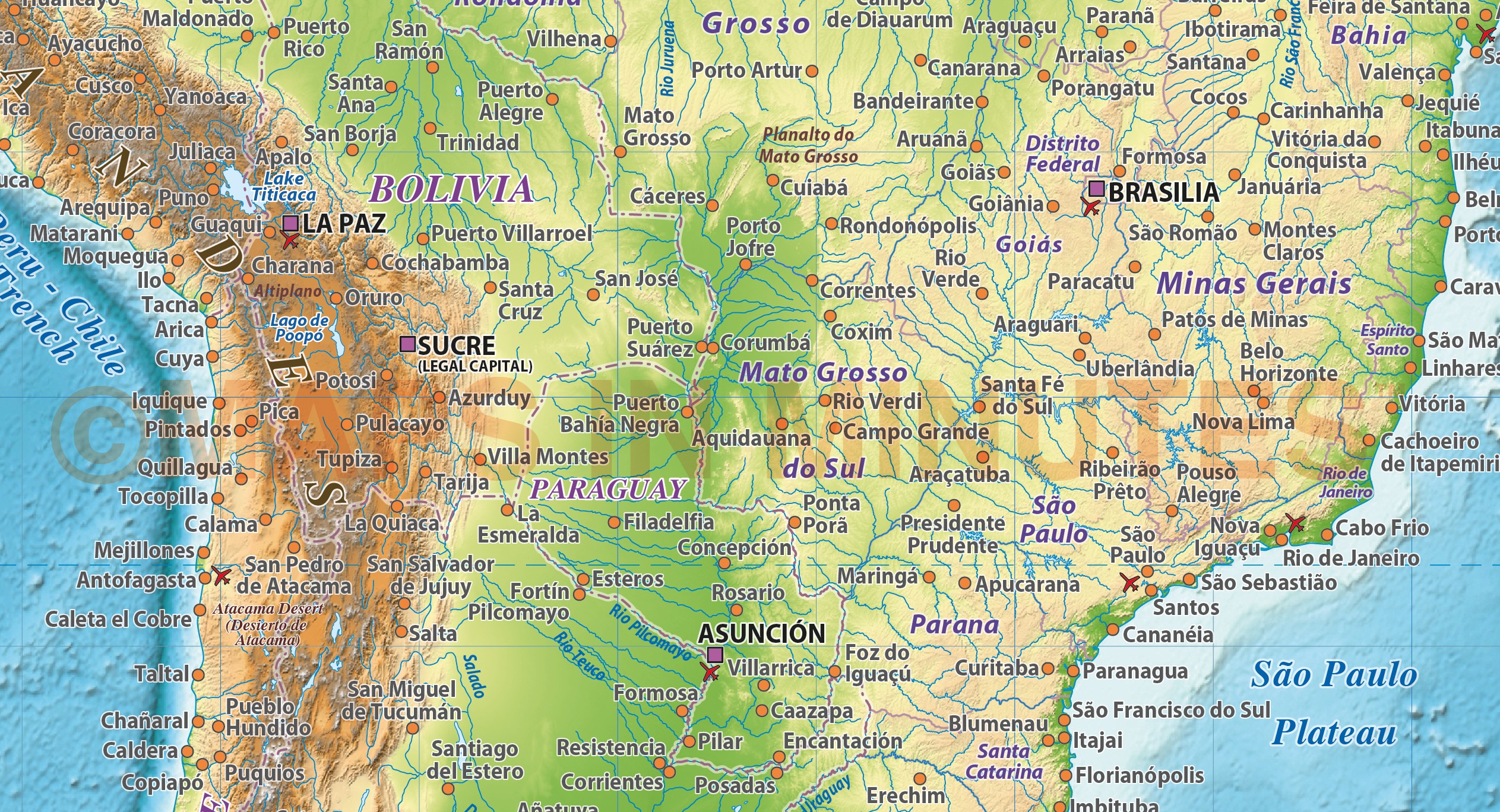 Digital vector North and South America Political map 10,000,000 scale