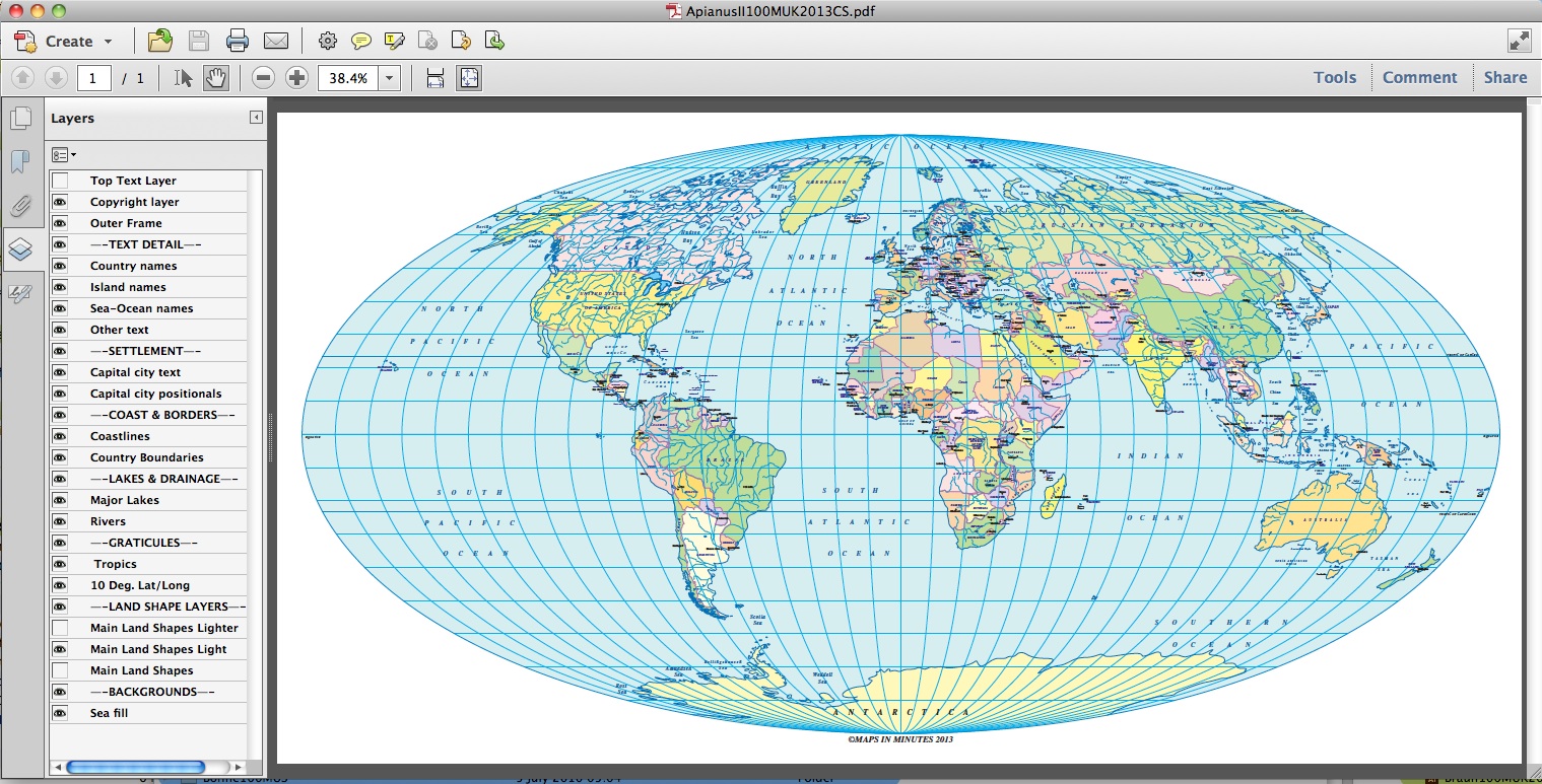 Vector Political World Map Apianus II Projection UK