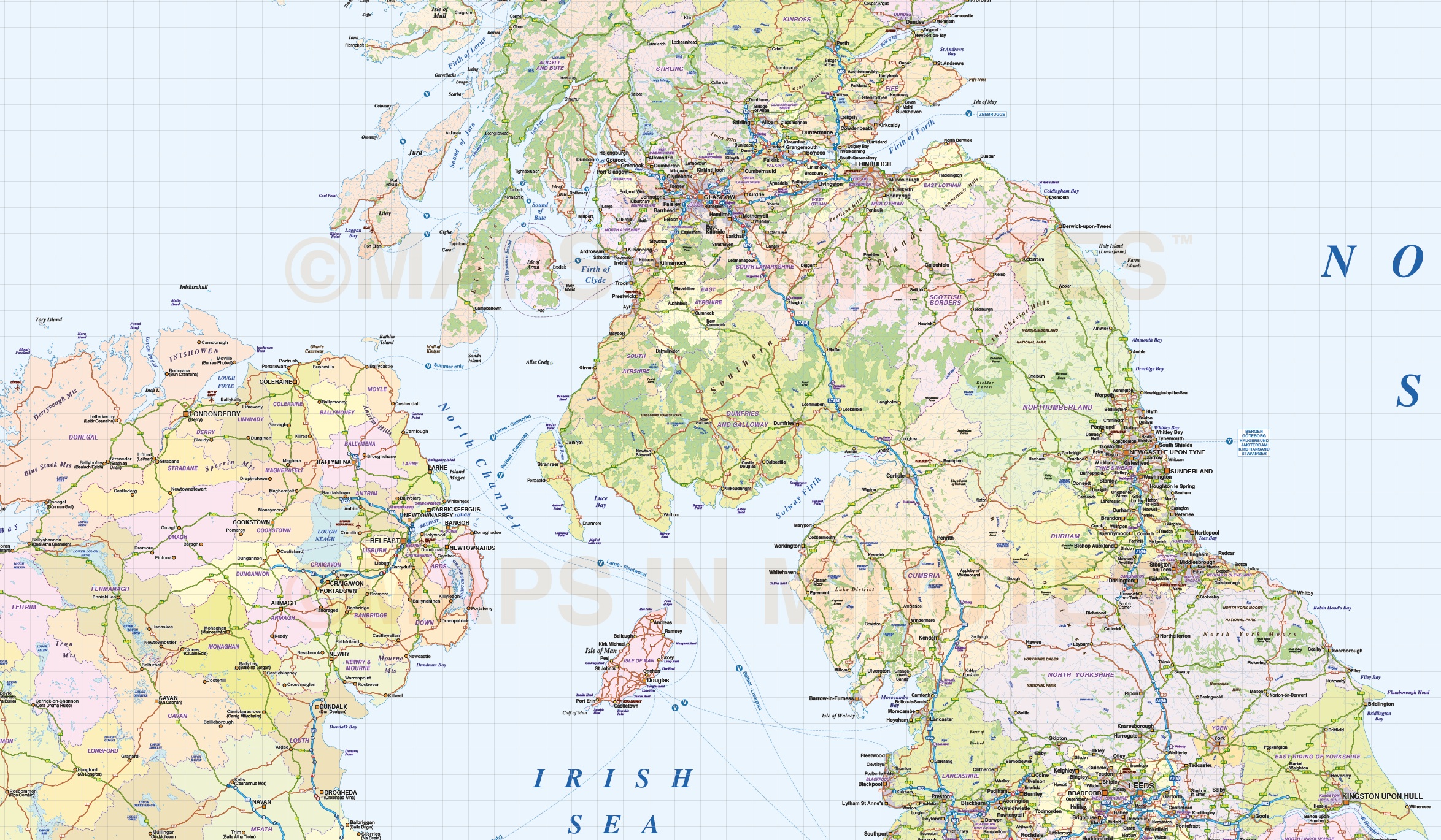 Large Detailed Political Map Of United Kingdom With Roads Images Images