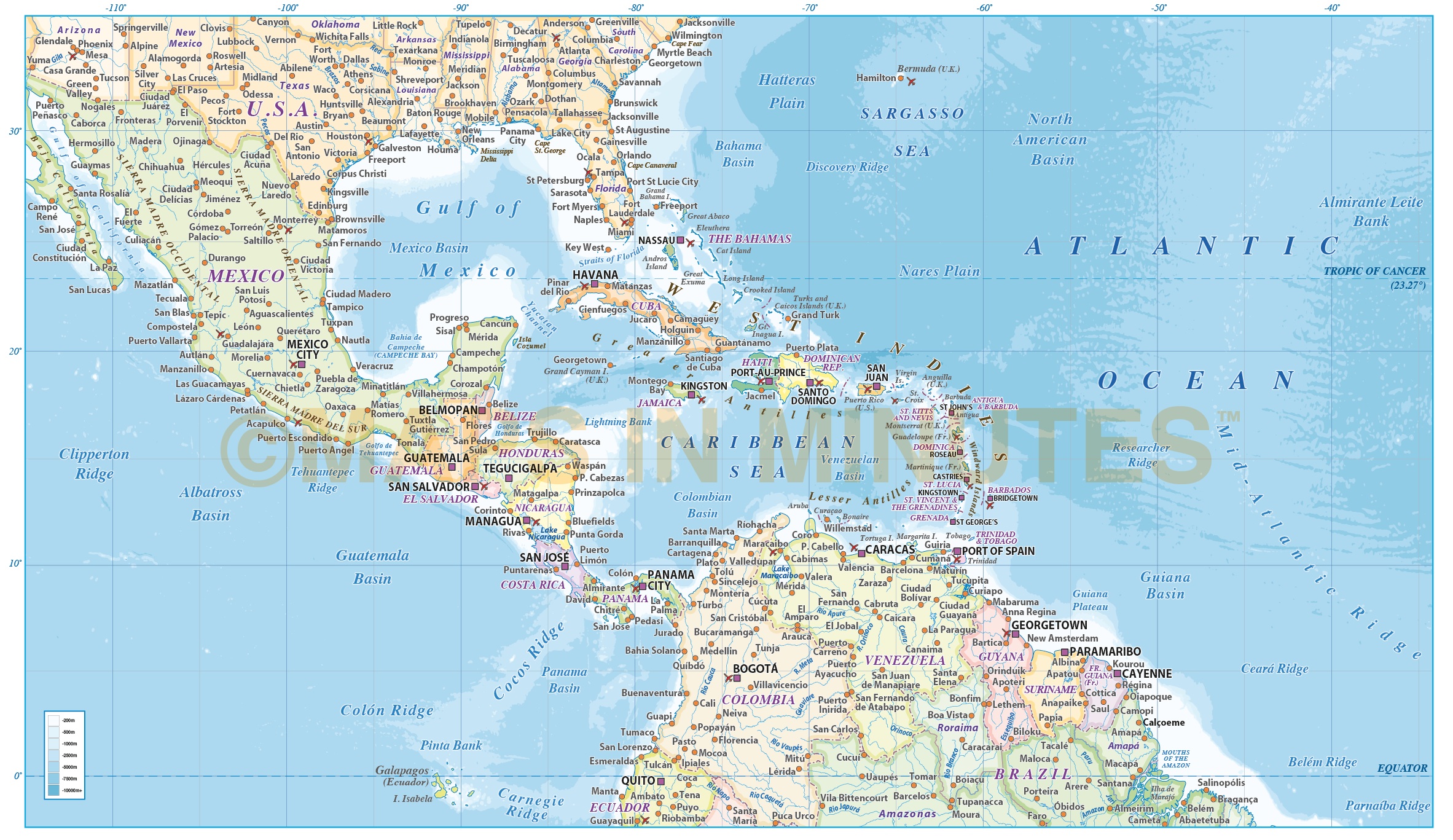 Street map South East US Central America Caribbean PDF