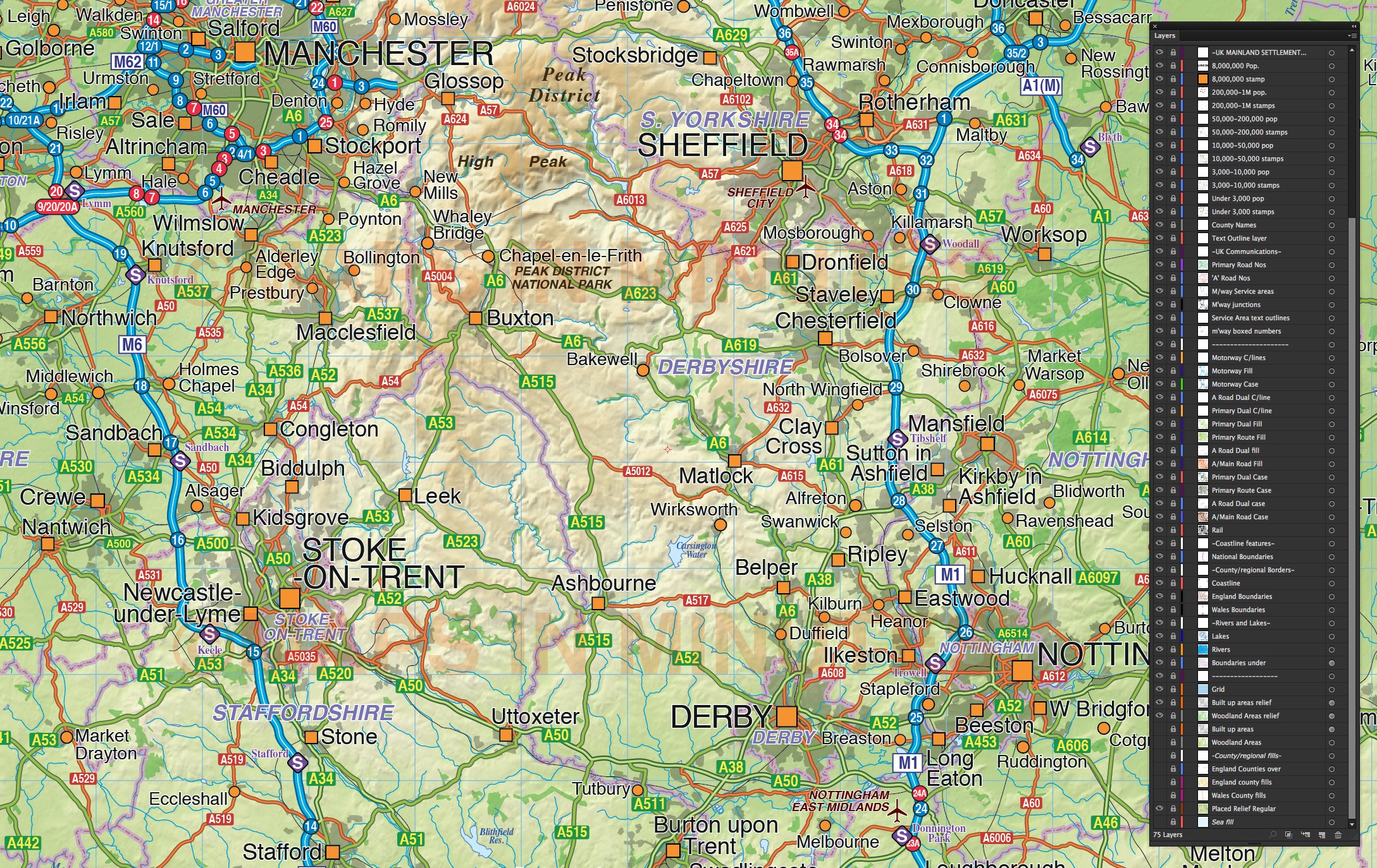 Street map Pyrenees Relief Roads PDF