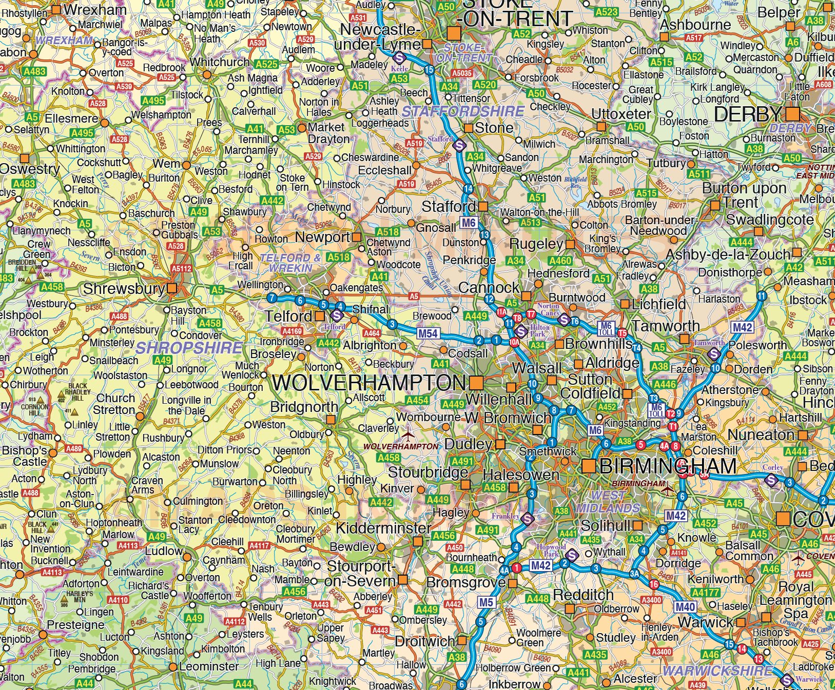 Detailed British Isles UK Road and Rail map, Illustrator AI CS vector