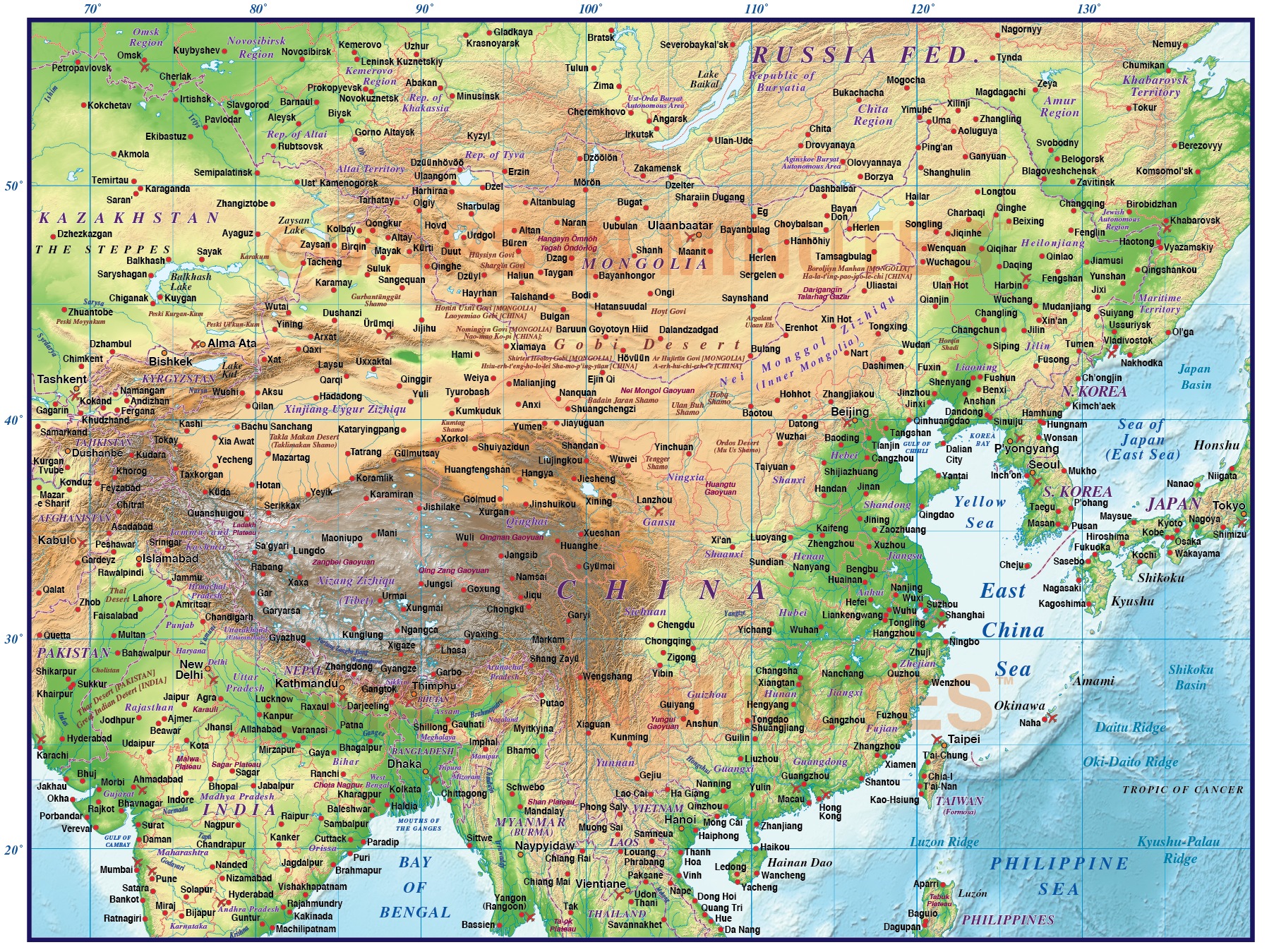 Digital vector China First level Political Country Map @10,000,000 scale in Illustrator layered ...