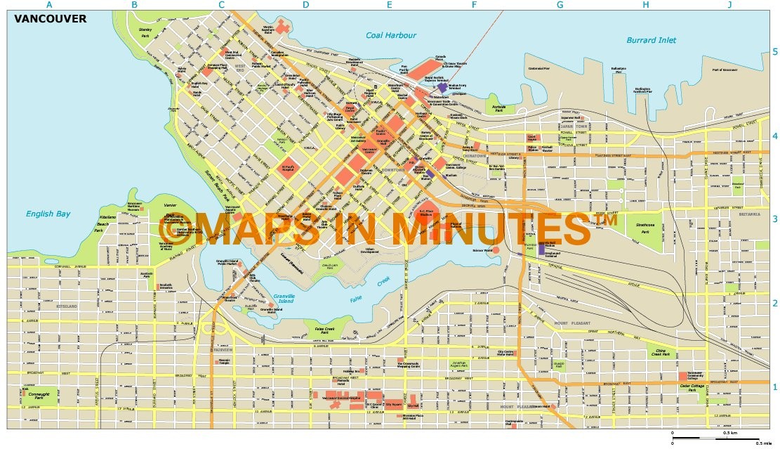 royalty free vancouver illustrator vector format city map