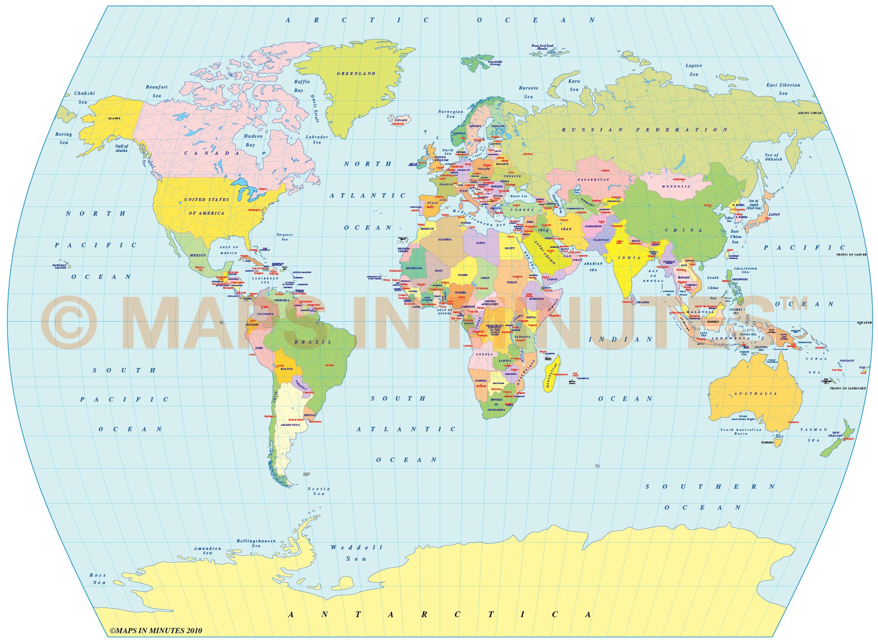 Digital vector royalty free, World Political Map in the The Times