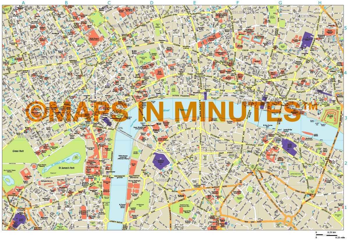 Vector map London Center UK 16 PDF