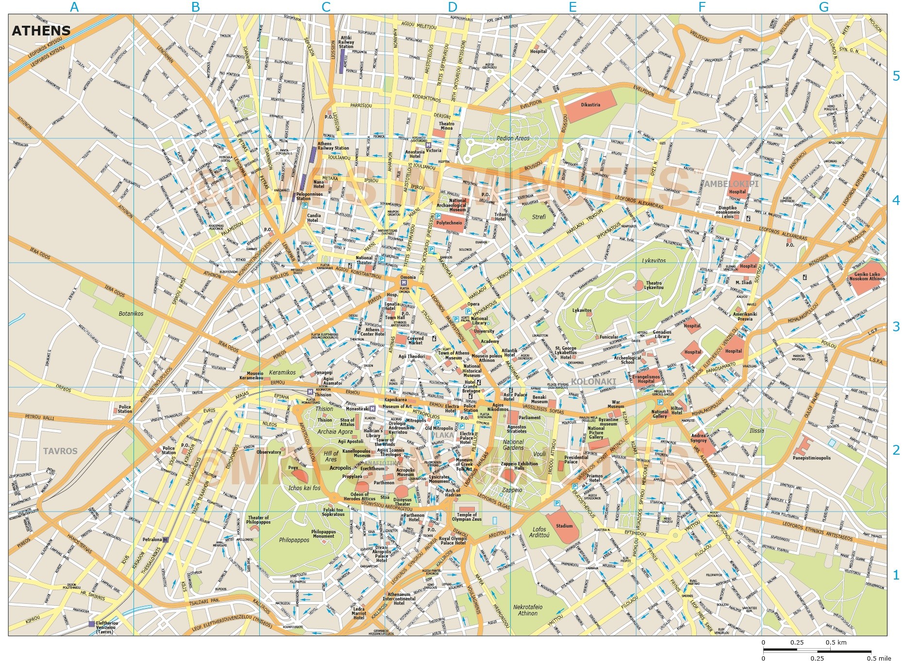 Map Of Athens Greece