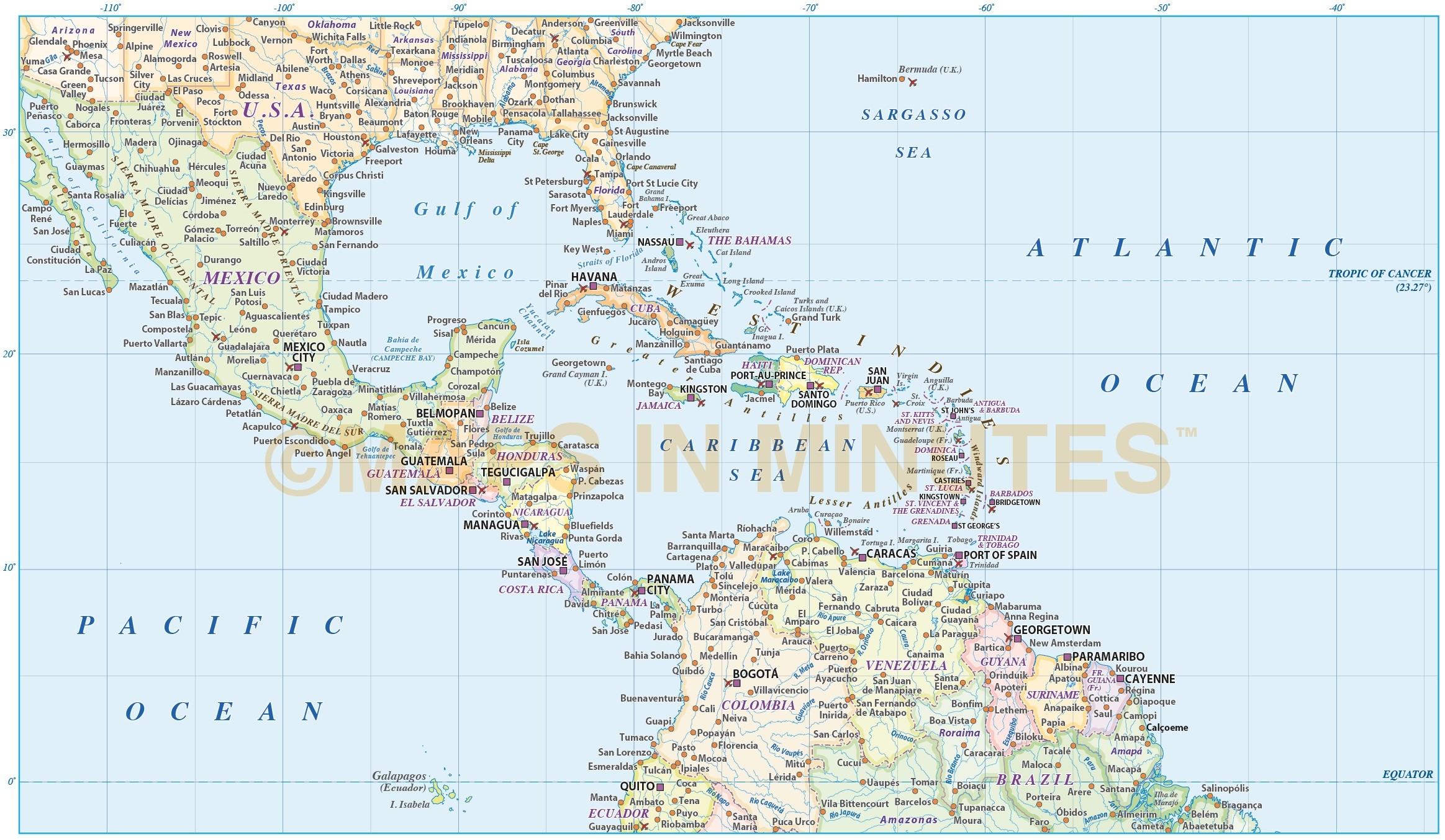 Map Of Usa And Caribbean Map Of Usa And Caribbean | Campus Map