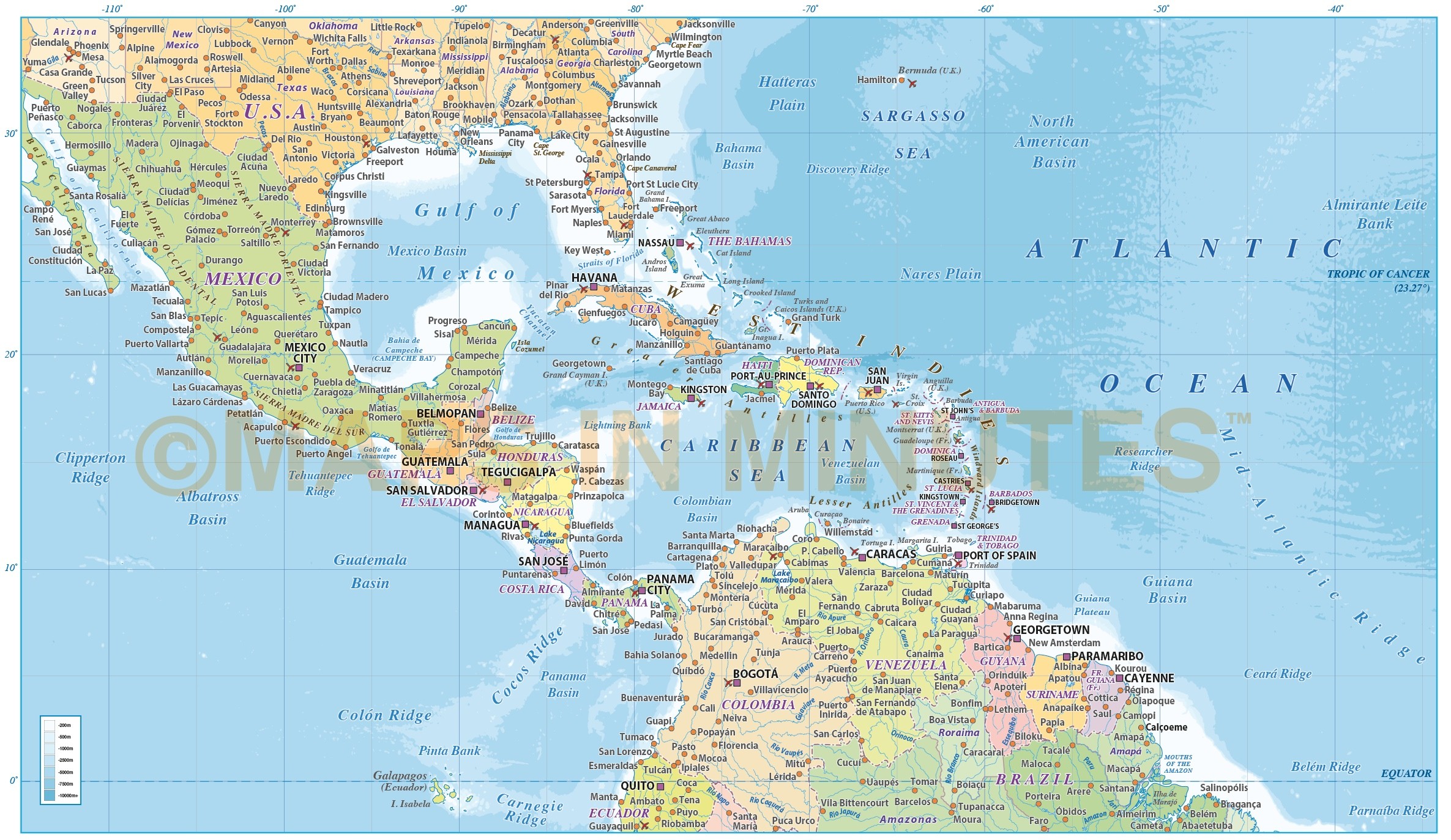 Central America Vector Map In Illustrator And Pdf Format