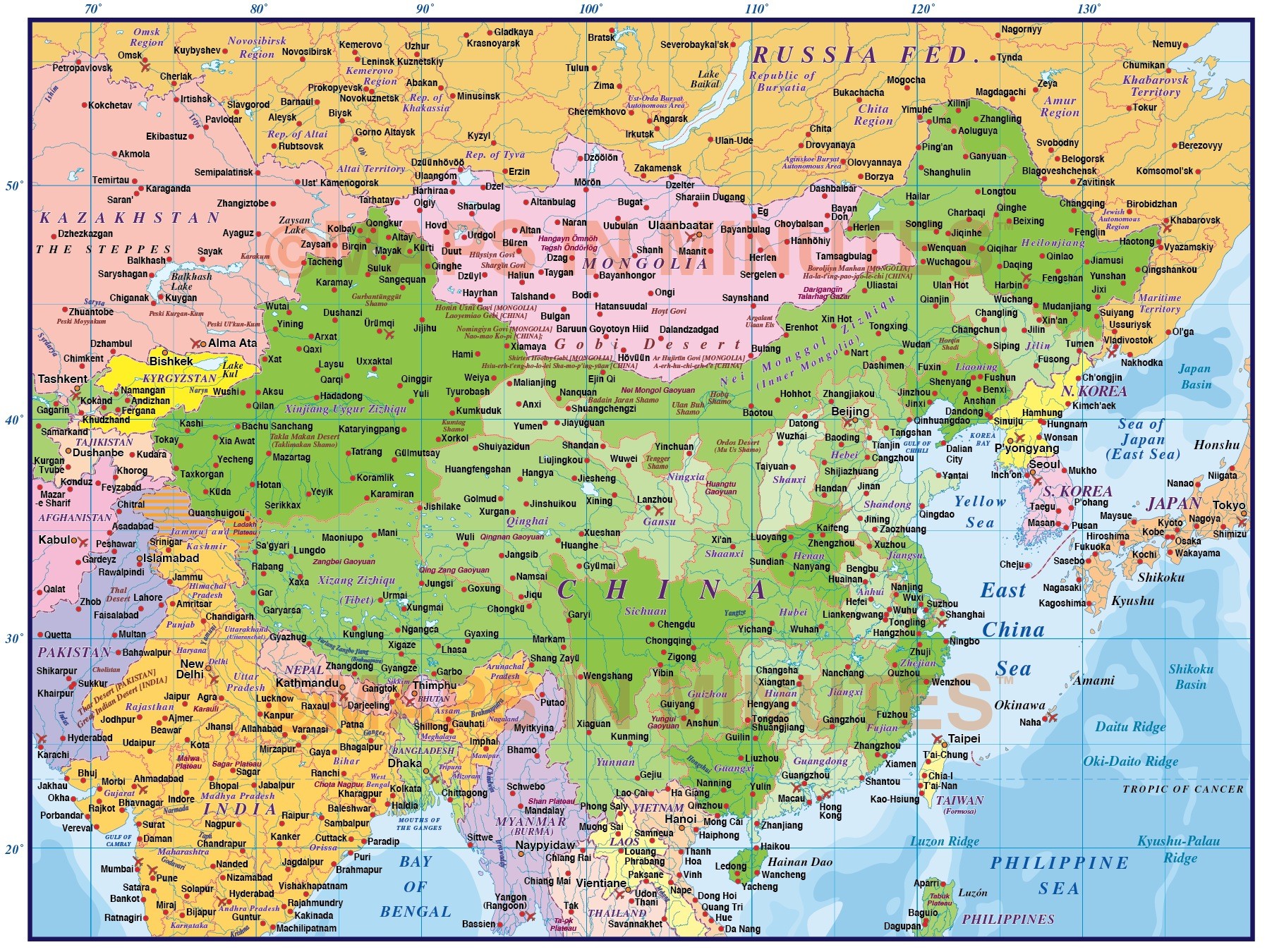 digital vector china political country map first level