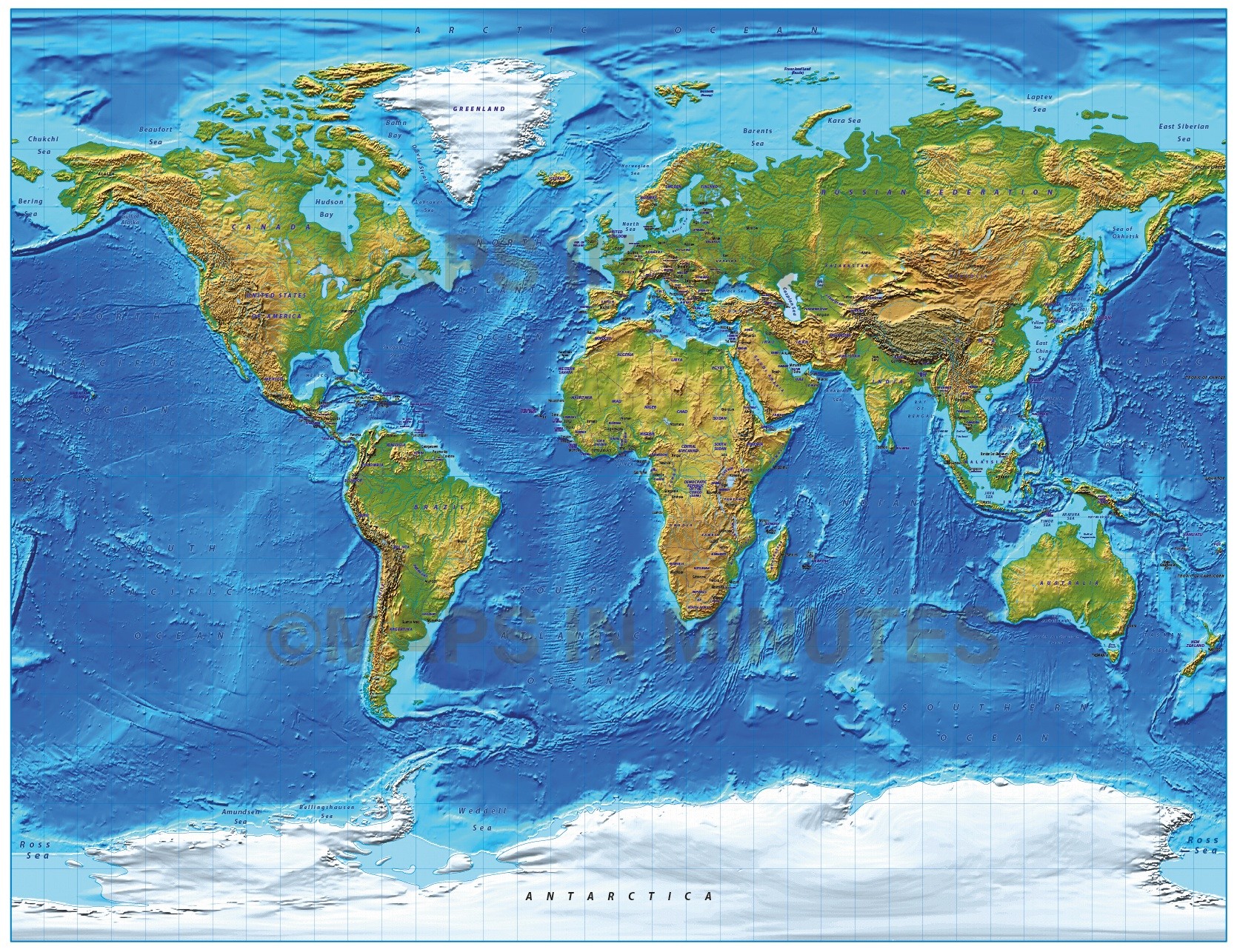 Physical world. Карта карта земли.