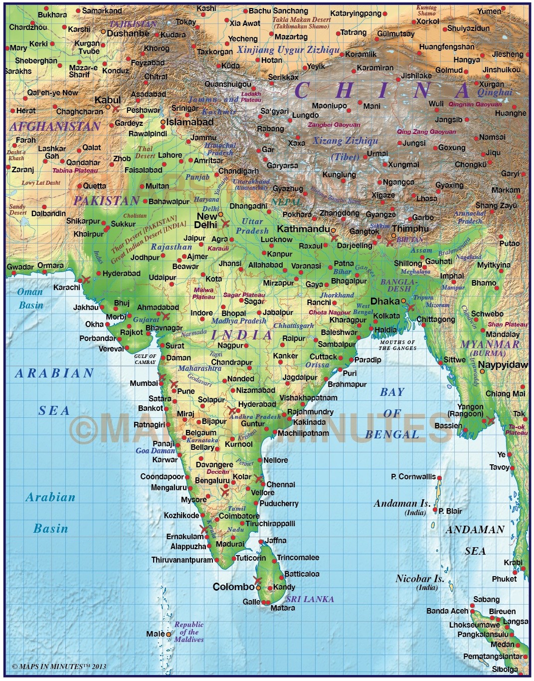 physical map of india pdf download