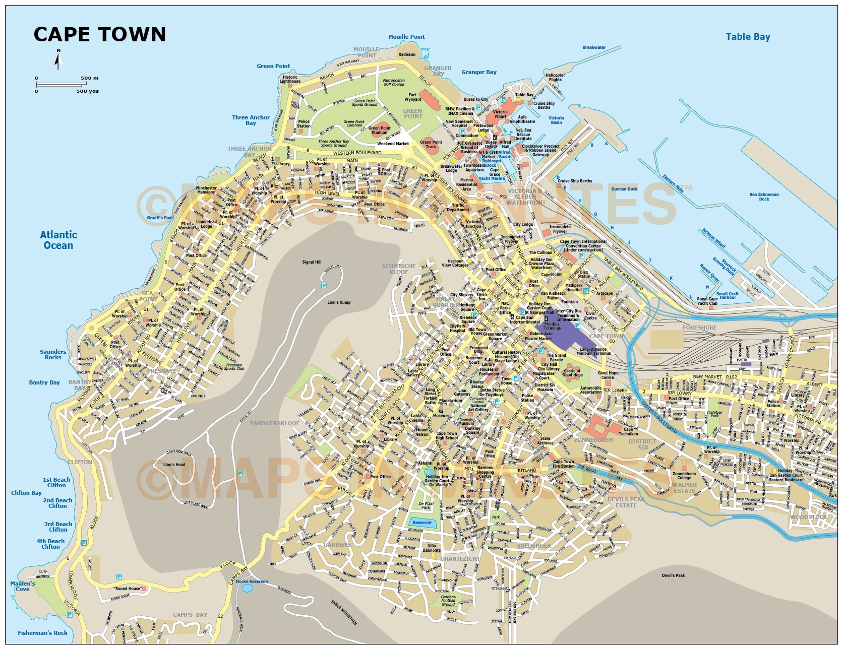 city of cape town maps Cape Town City Map In Illustrator And Pdf Digital Vector Maps city of cape town maps