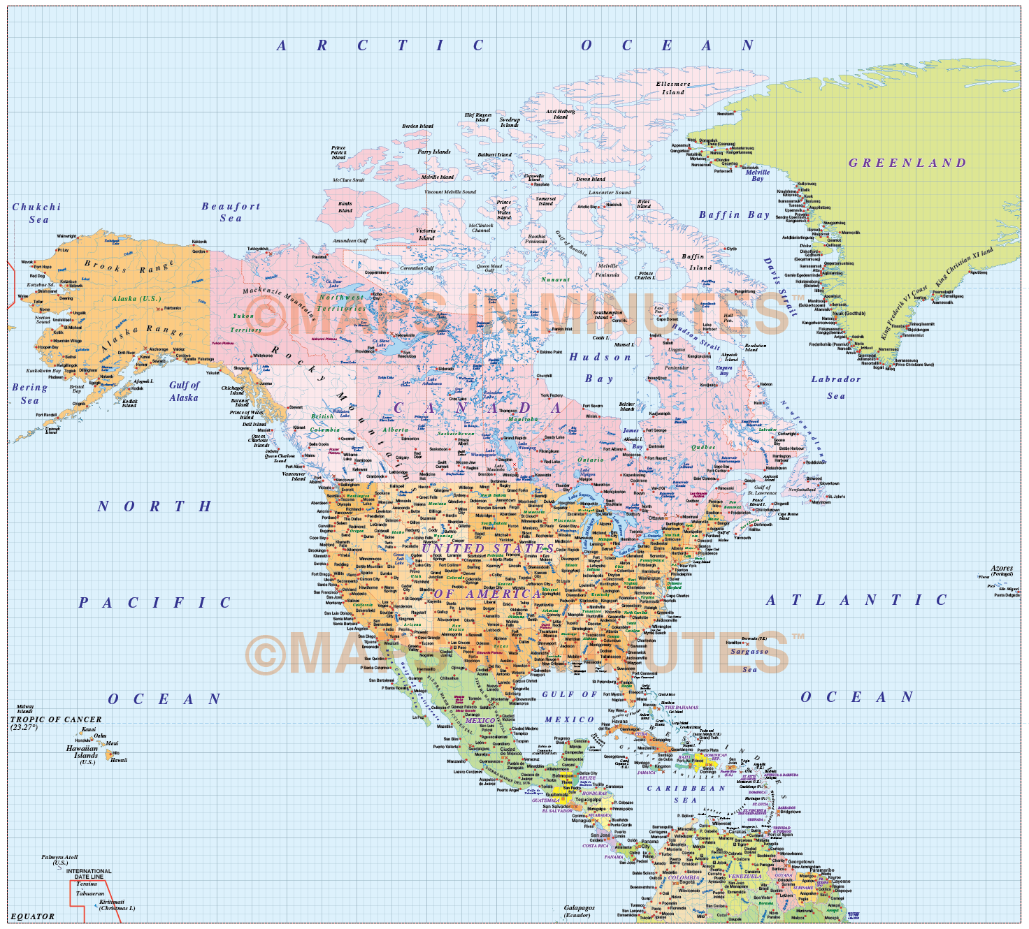 North America Countries map with - Namer10mmainnew